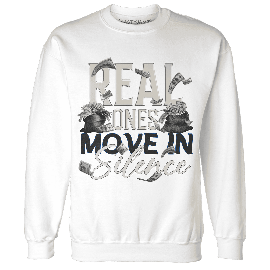 Quaiii 54 3s Sweatshirt Match Move In Silence Money - NastyJamz