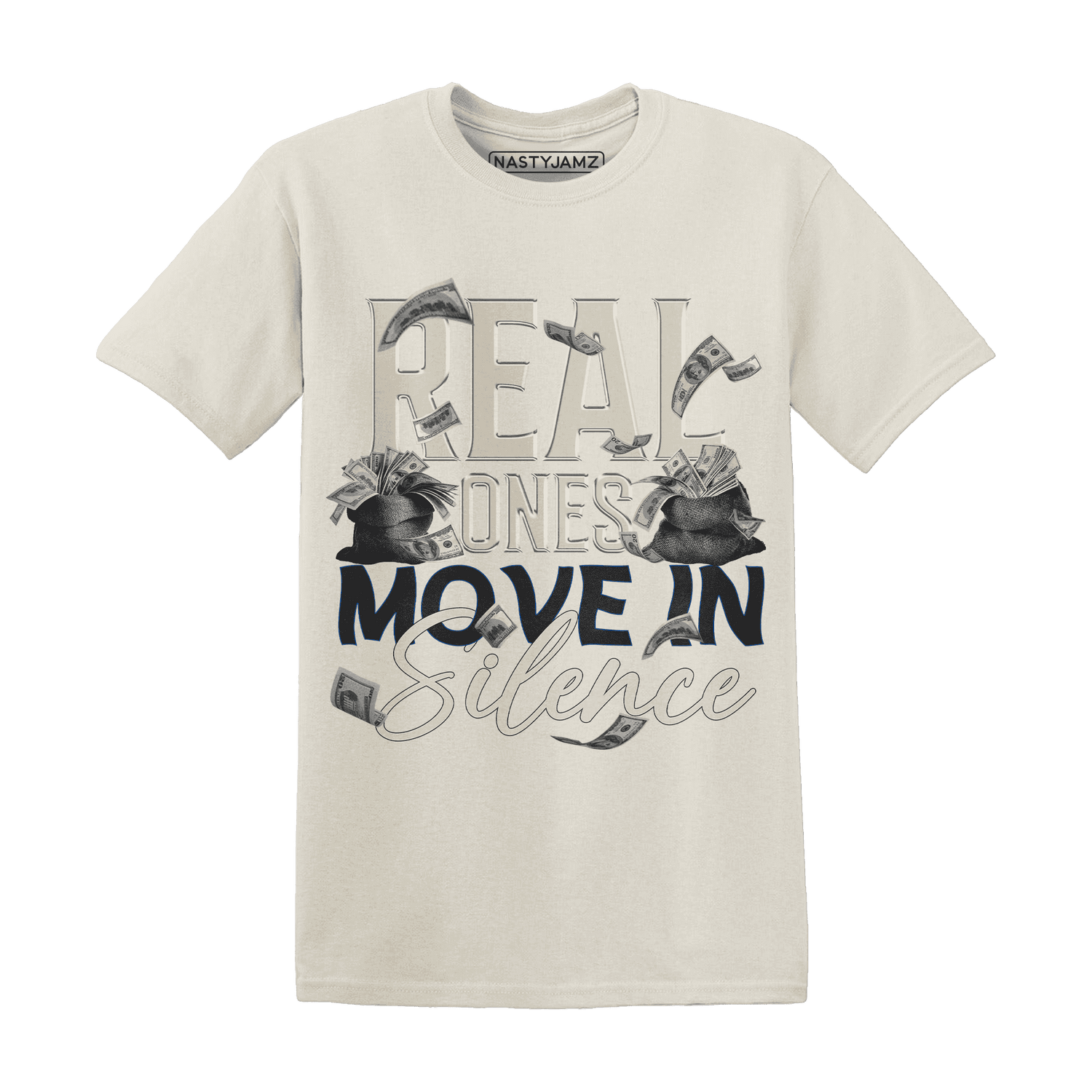 Quaiii 54 3s T Shirt Match Move In Silence Money - NastyJamz