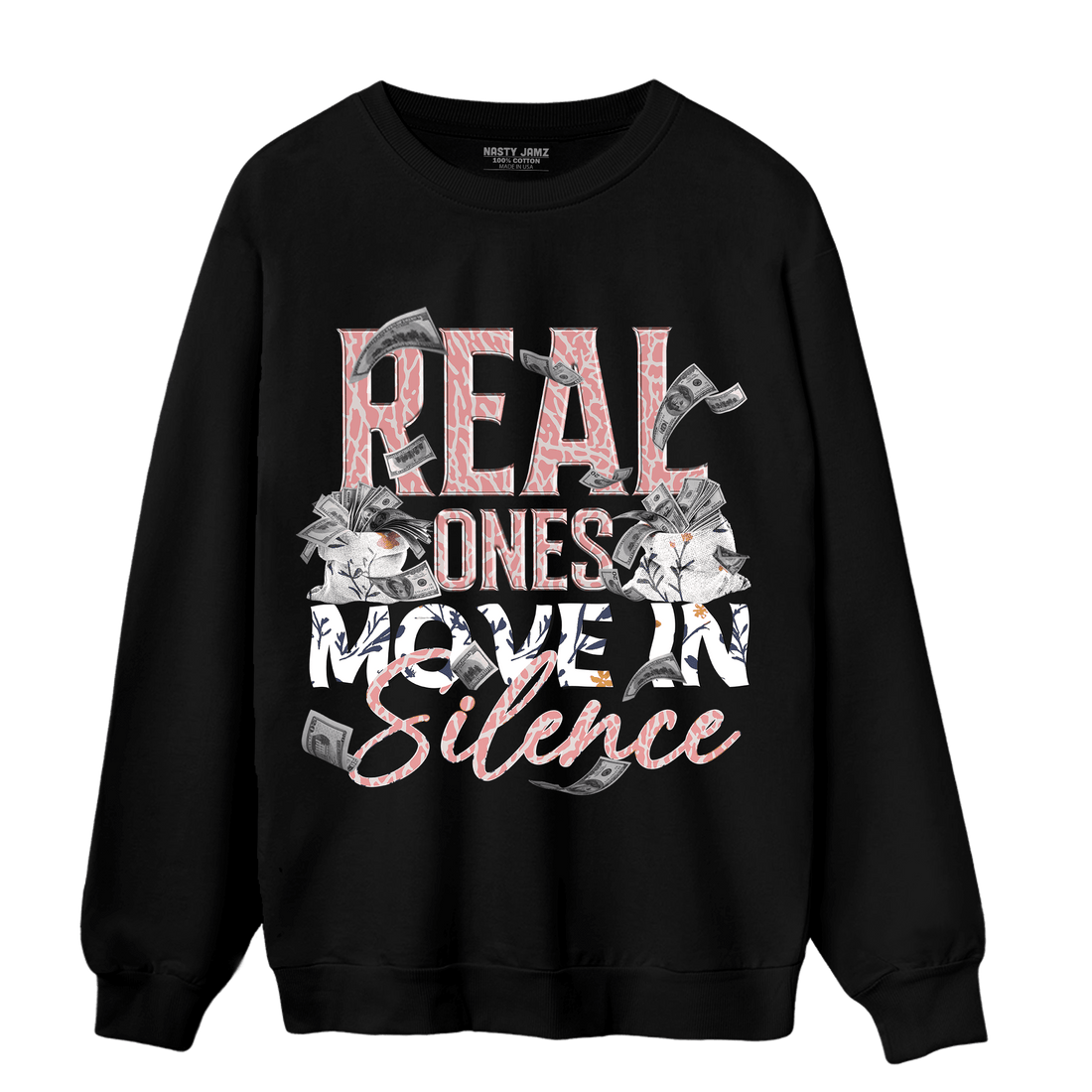 Red Stardust 3s Sweatshirt Match Move In Silence Money - NastyJamz