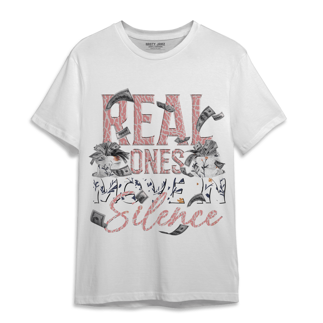 Red Stardust 3s T Shirt Match Move In Silence Money - NastyJamz