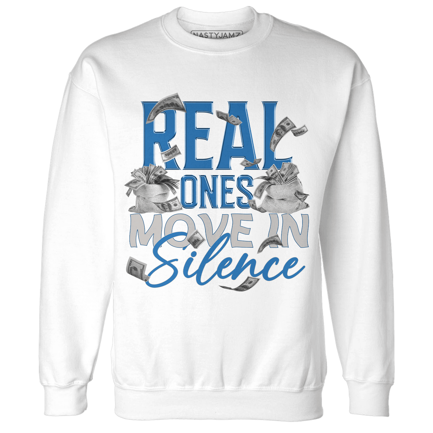 Industrial Blue 4s Sweatshirt Match Move In Silence Money - NastyJamz
