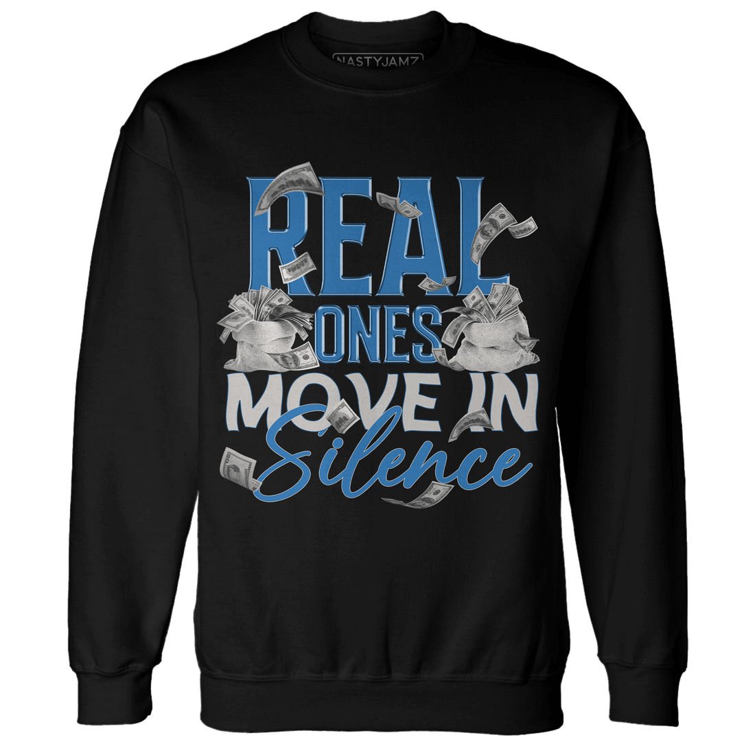 Industrial Blue 4s Sweatshirt Match Move In Silence Money - NastyJamz