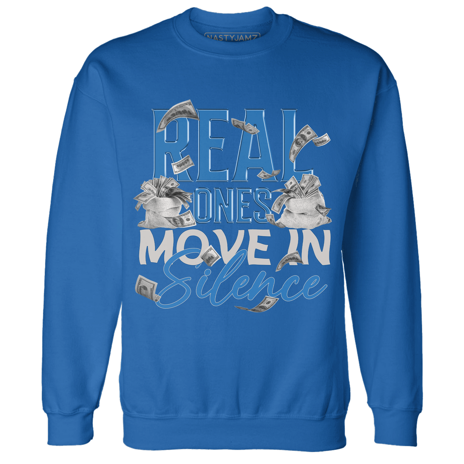 Industrial Blue 4s Sweatshirt Match Move In Silence Money - NastyJamz