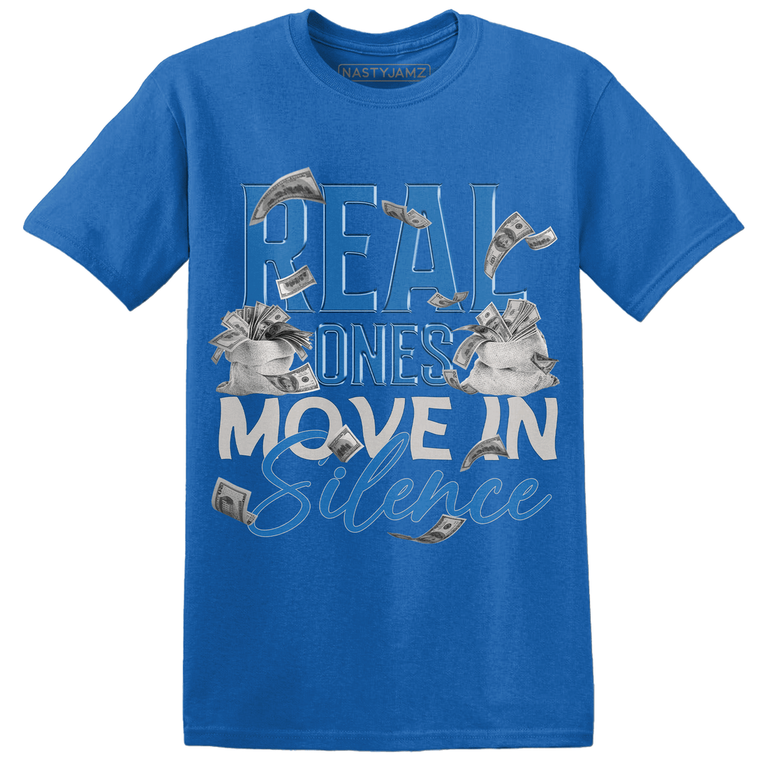 Industrial Blue 4s T Shirt Match Move In Silence Money - NastyJamz