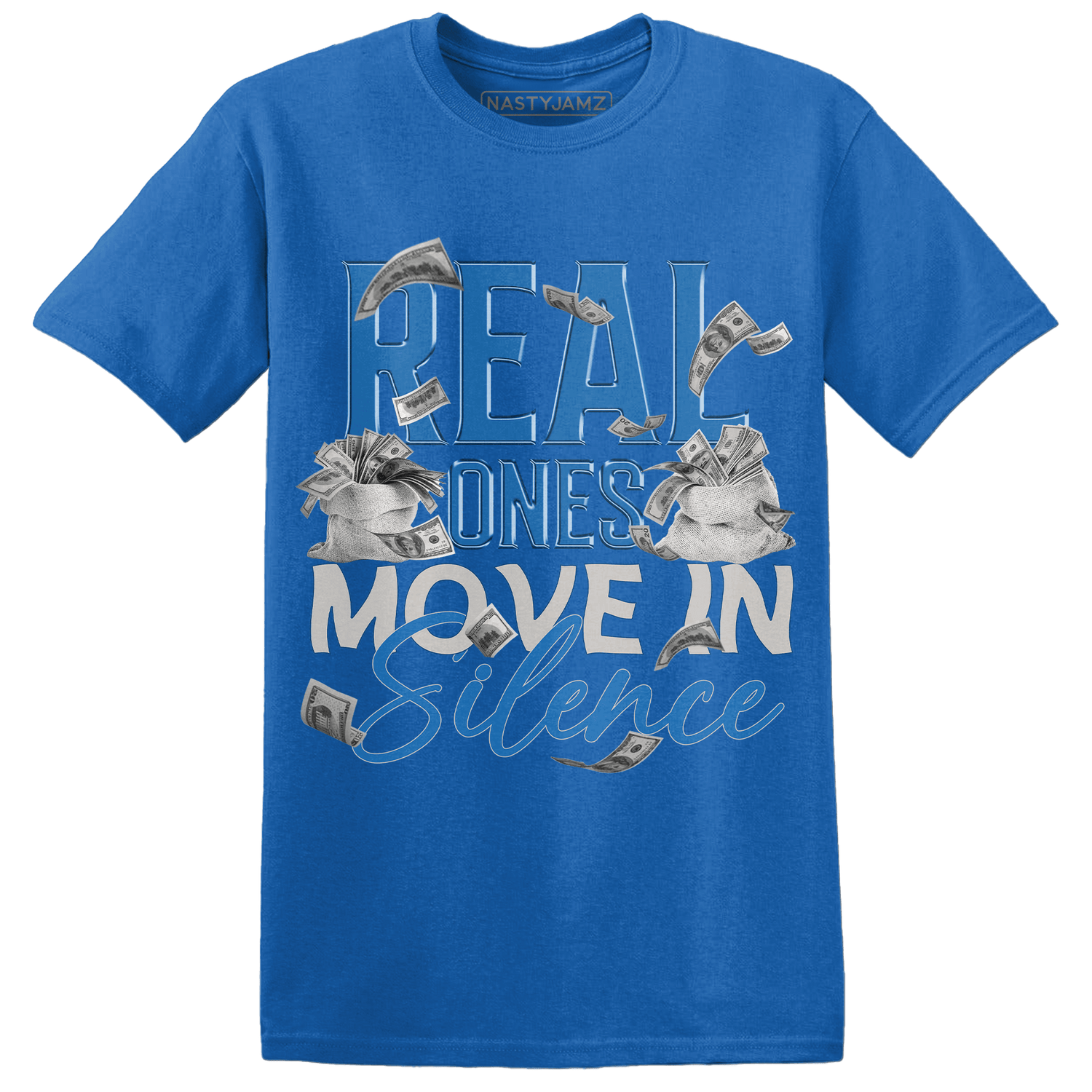 Industrial Blue 4s T Shirt Match Move In Silence Money - NastyJamz