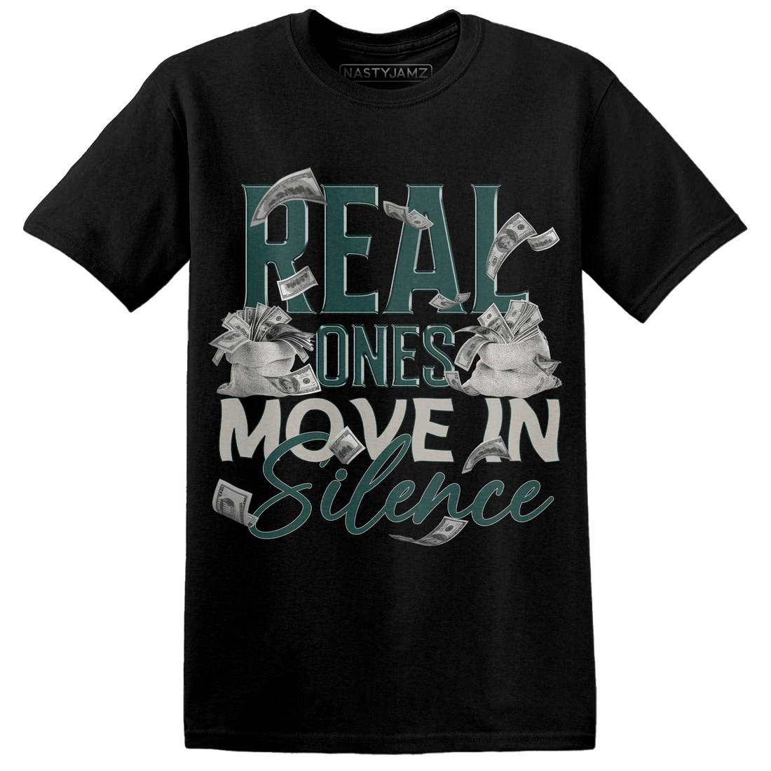 Oxidized Green 4s T Shirt Match Move In Silence Money - NastyJamz