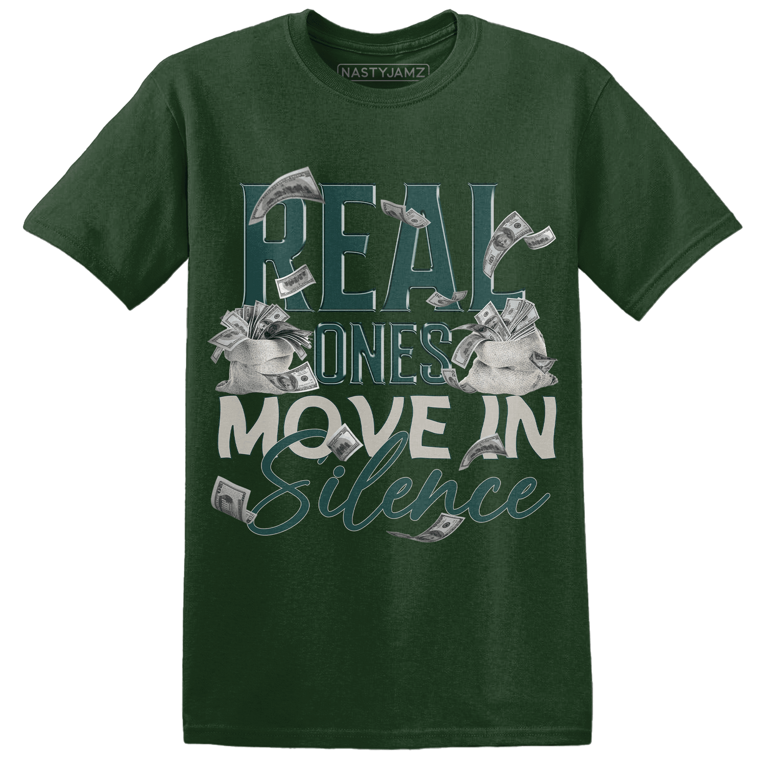 Oxidized Green 4s T Shirt Match Move In Silence Money - NastyJamz