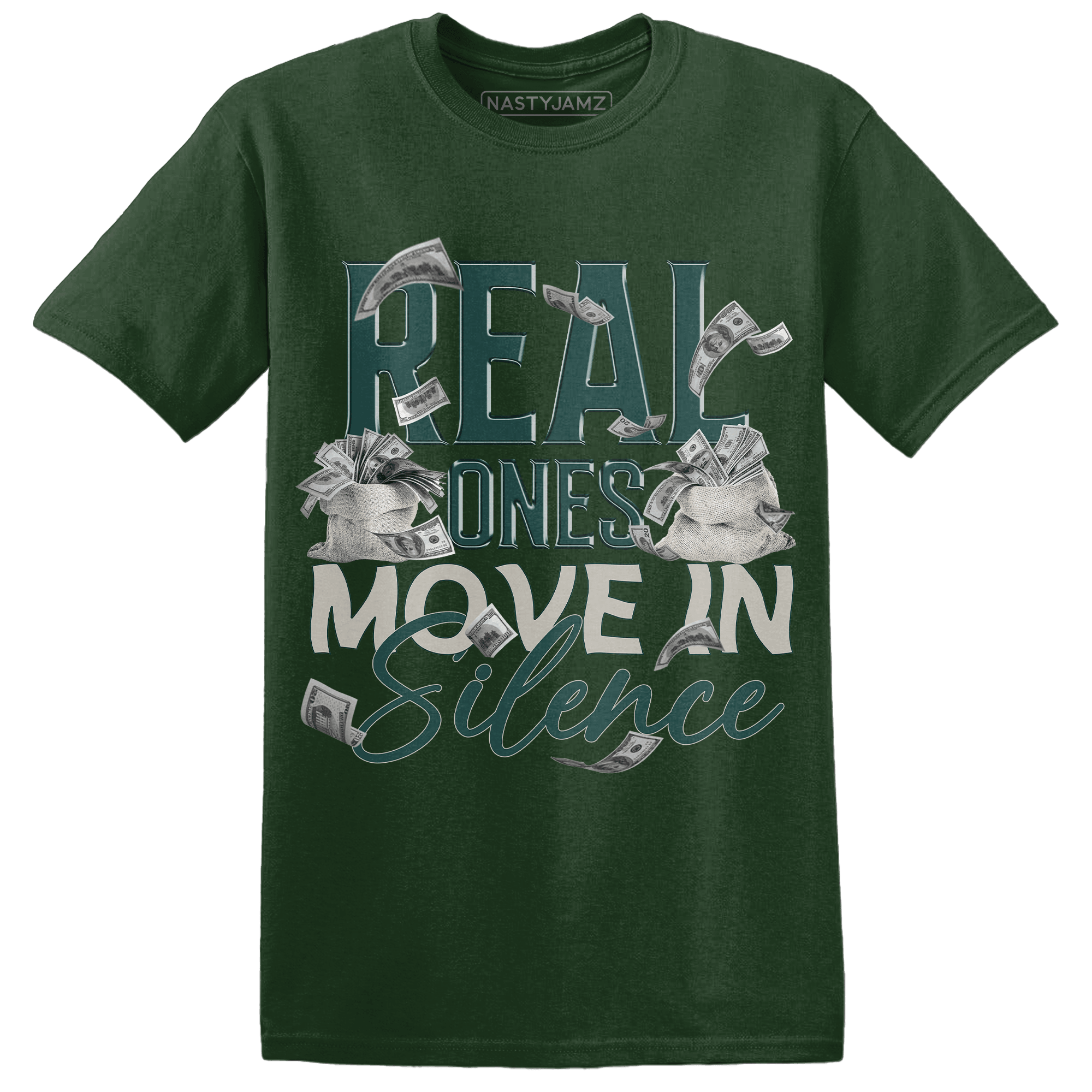 Oxidized Green 4s T Shirt Match Move In Silence Money - NastyJamz