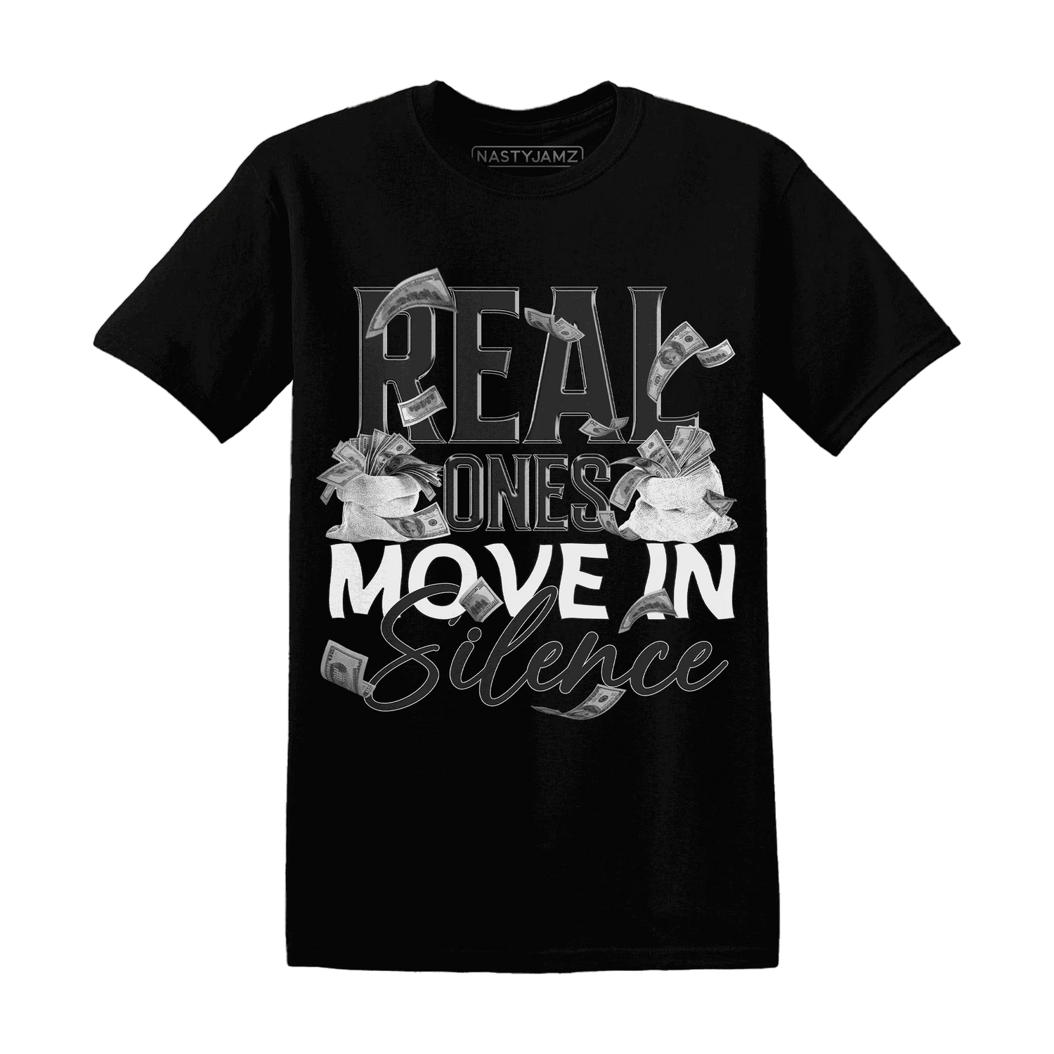 White-Thunder-4s-T-Shirt-Match-Move-In-Silence-Money