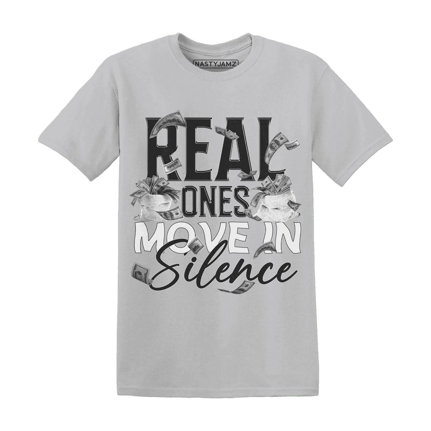 White-Thunder-4s-T-Shirt-Match-Move-In-Silence-Money