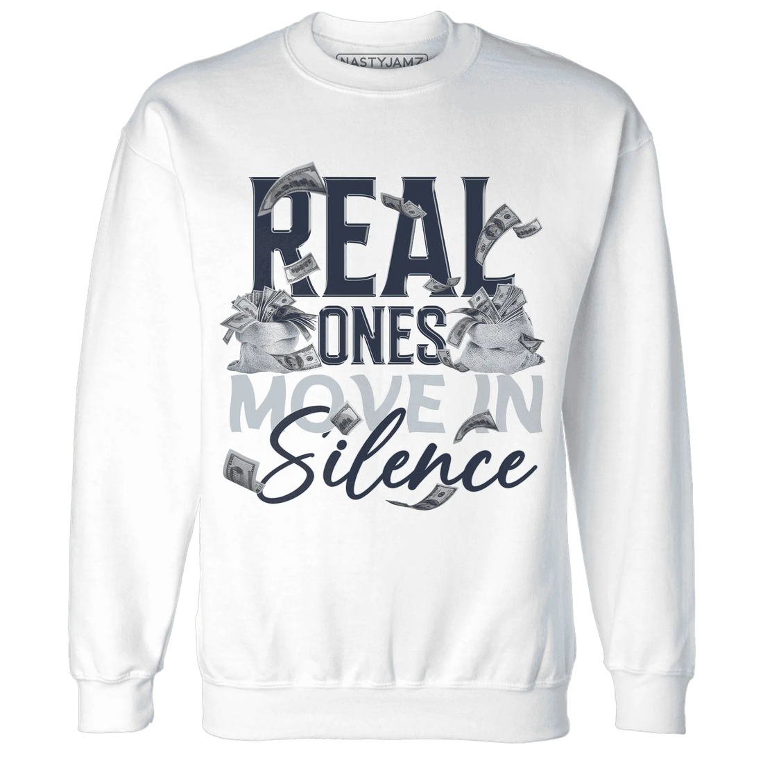 White-Navy-6s-Sweatshirt-Match-Move-In-Silence-Money