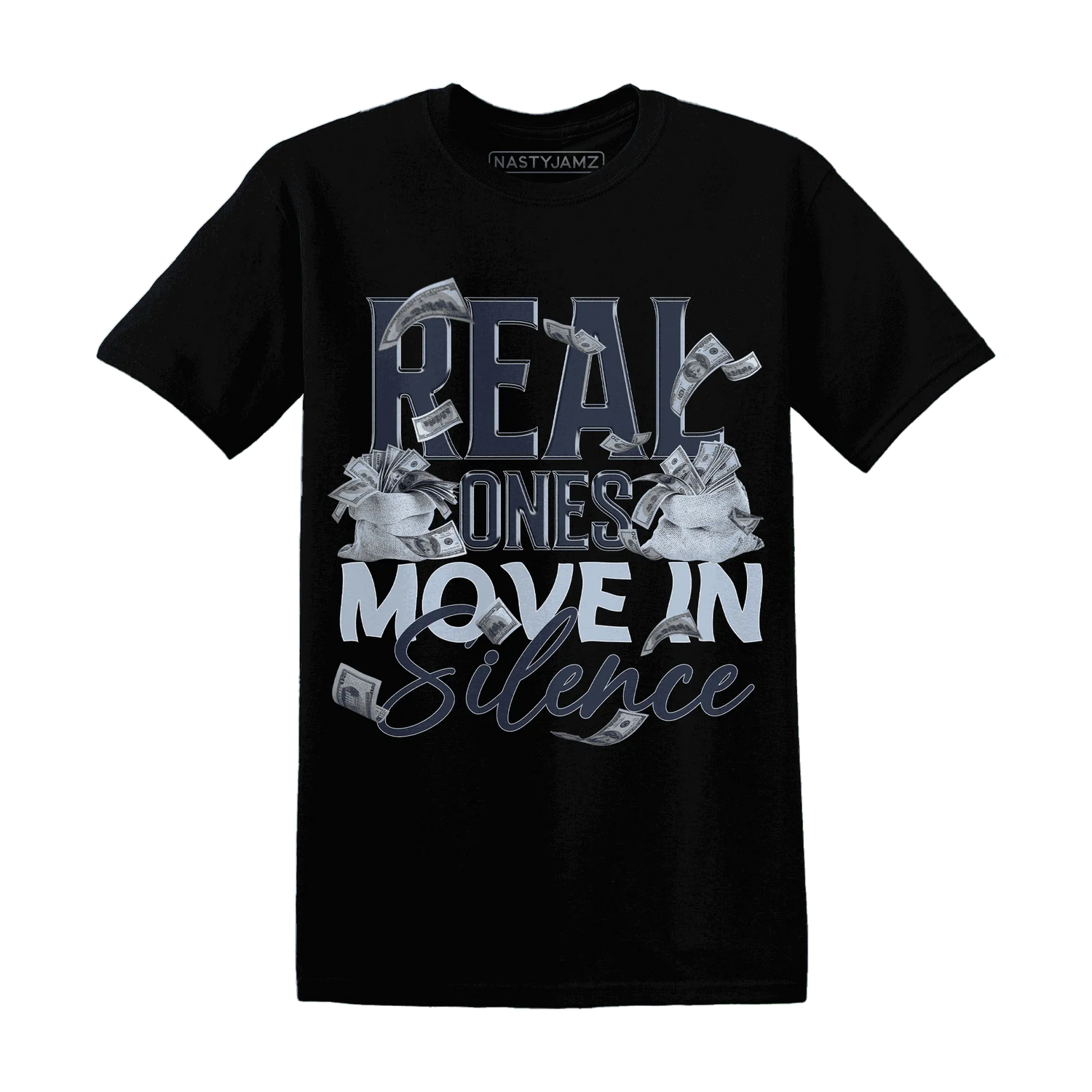 White-Navy-6s-T-Shirt-Match-Move-In-Silence-Money
