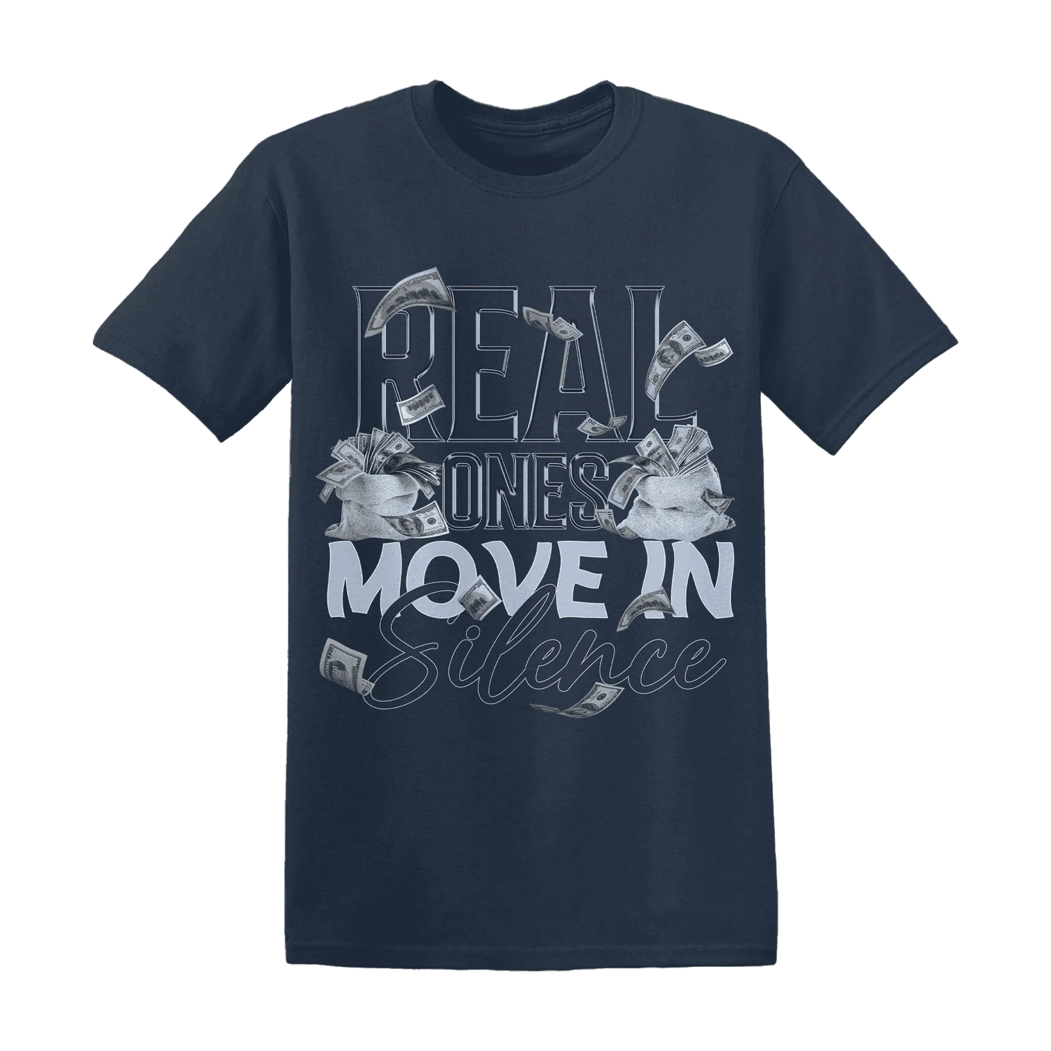 White-Navy-6s-T-Shirt-Match-Move-In-Silence-Money