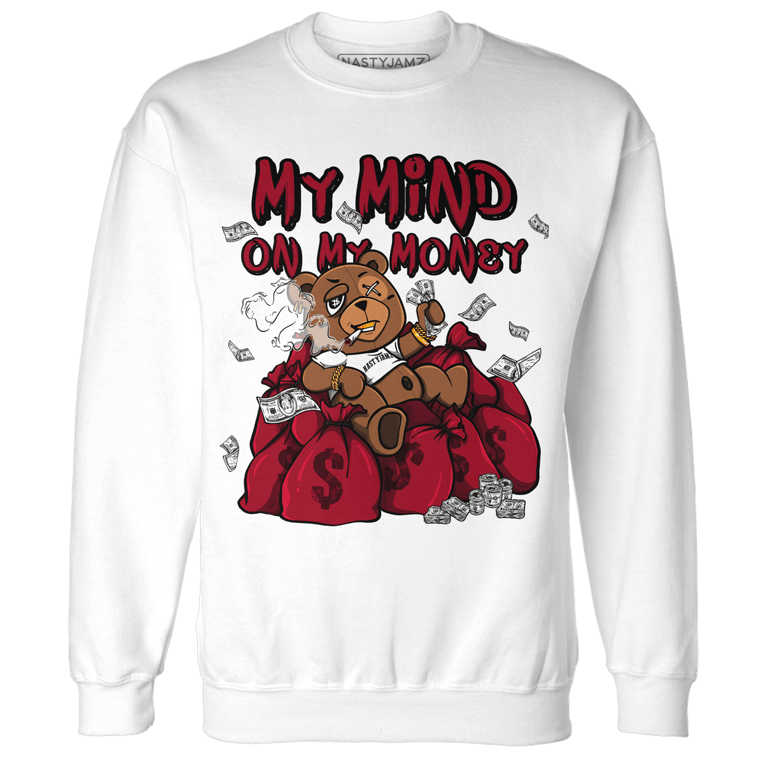 Retro Red Taxi 12s Sweatshirt Match My Mind On My Money BER - NastyJamz