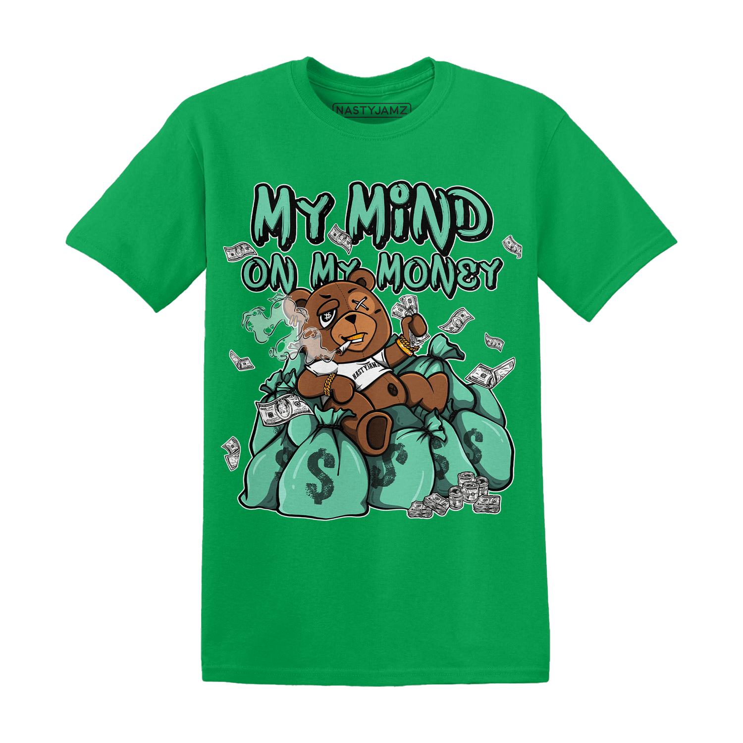 High OG Green Glow 1s T Shirt Match My Mind On My Money BER - NastyJamz