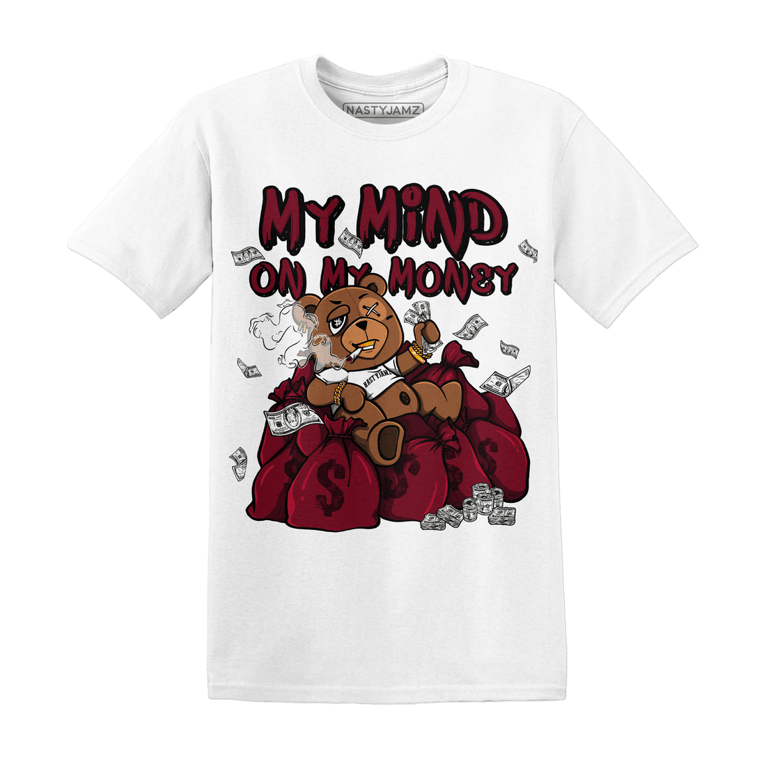 High White Team Red 1s T Shirt Match My Mind On My Money BER - NastyJamz