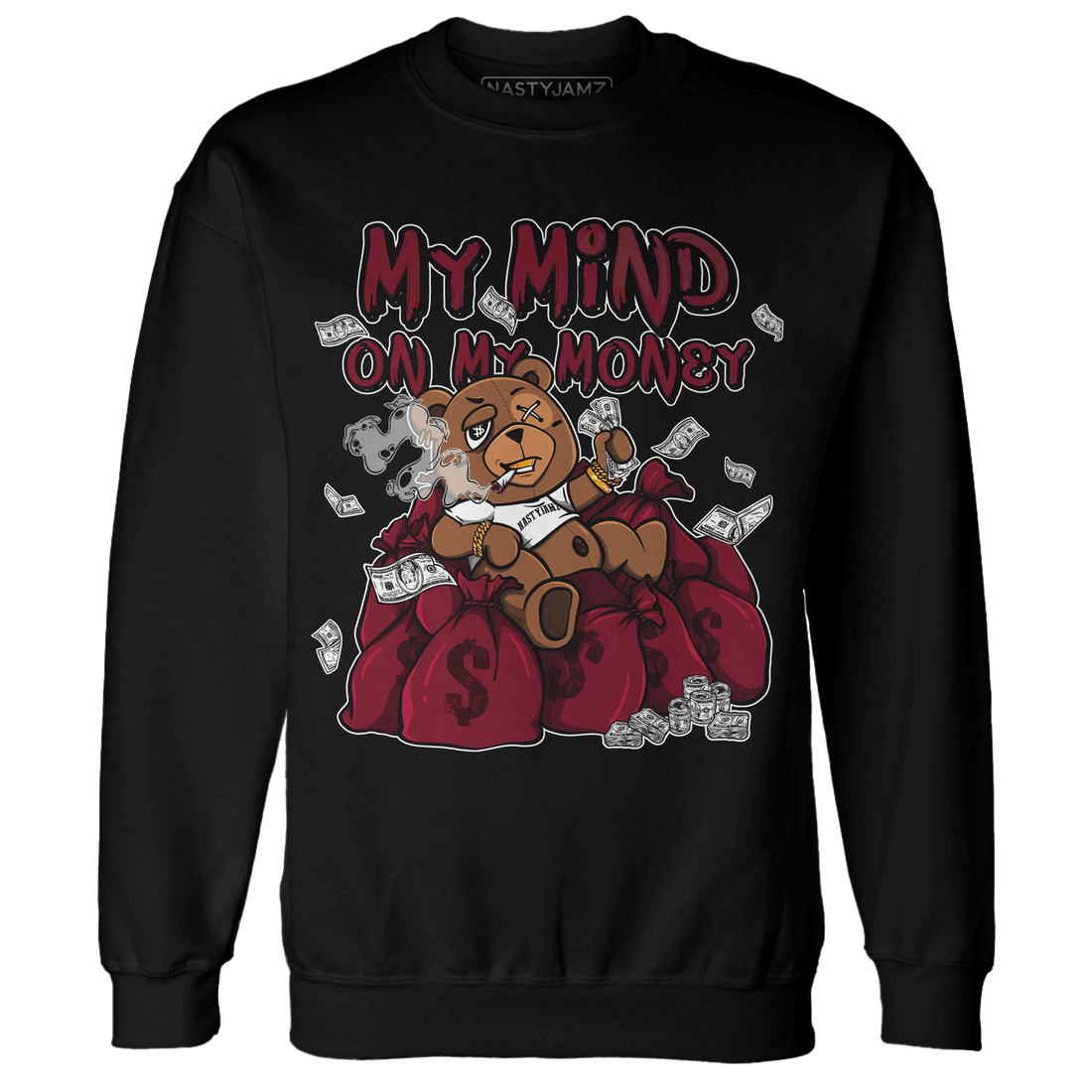 High White Team Red 1s Sweatshirt Match My Mind On My Money BER - NastyJamz