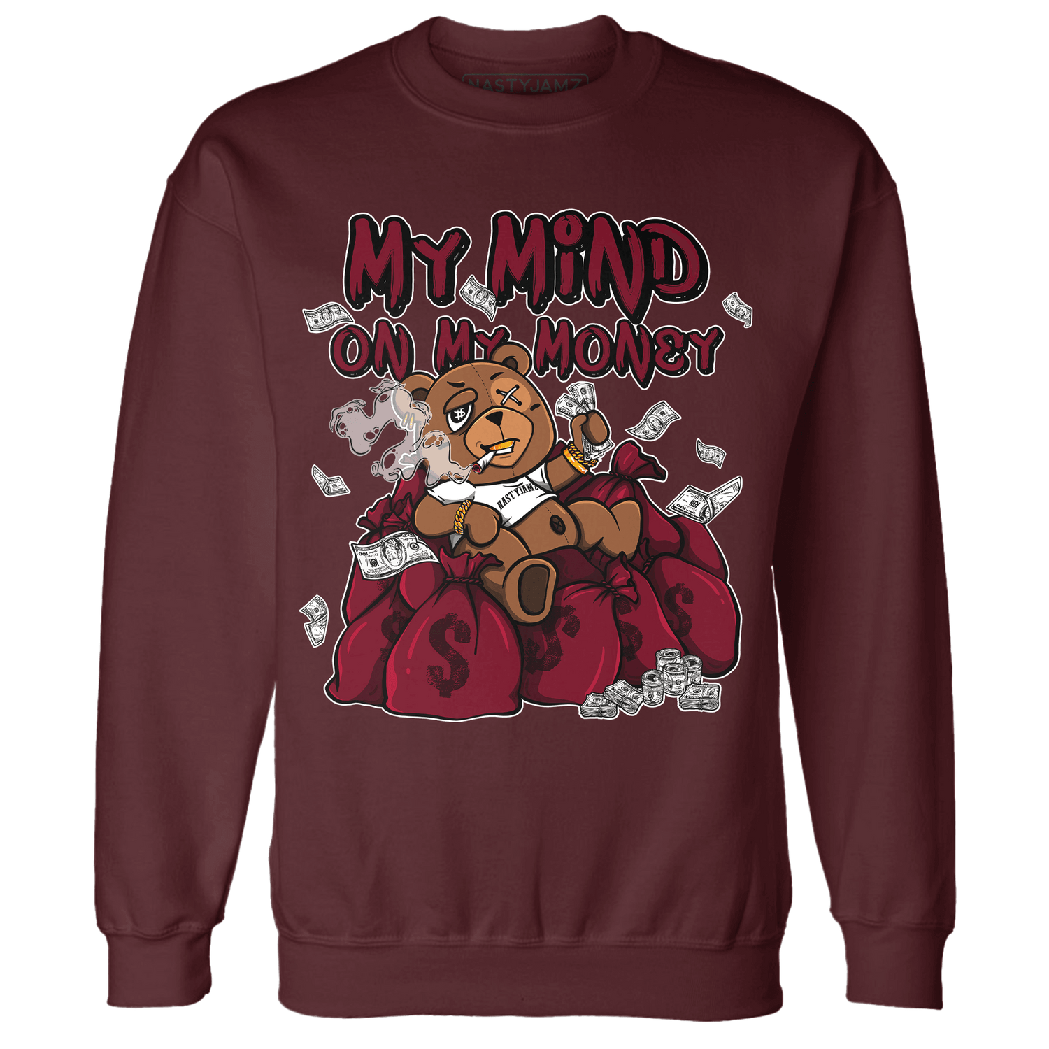 High White Team Red 1s Sweatshirt Match My Mind On My Money BER - NastyJamz