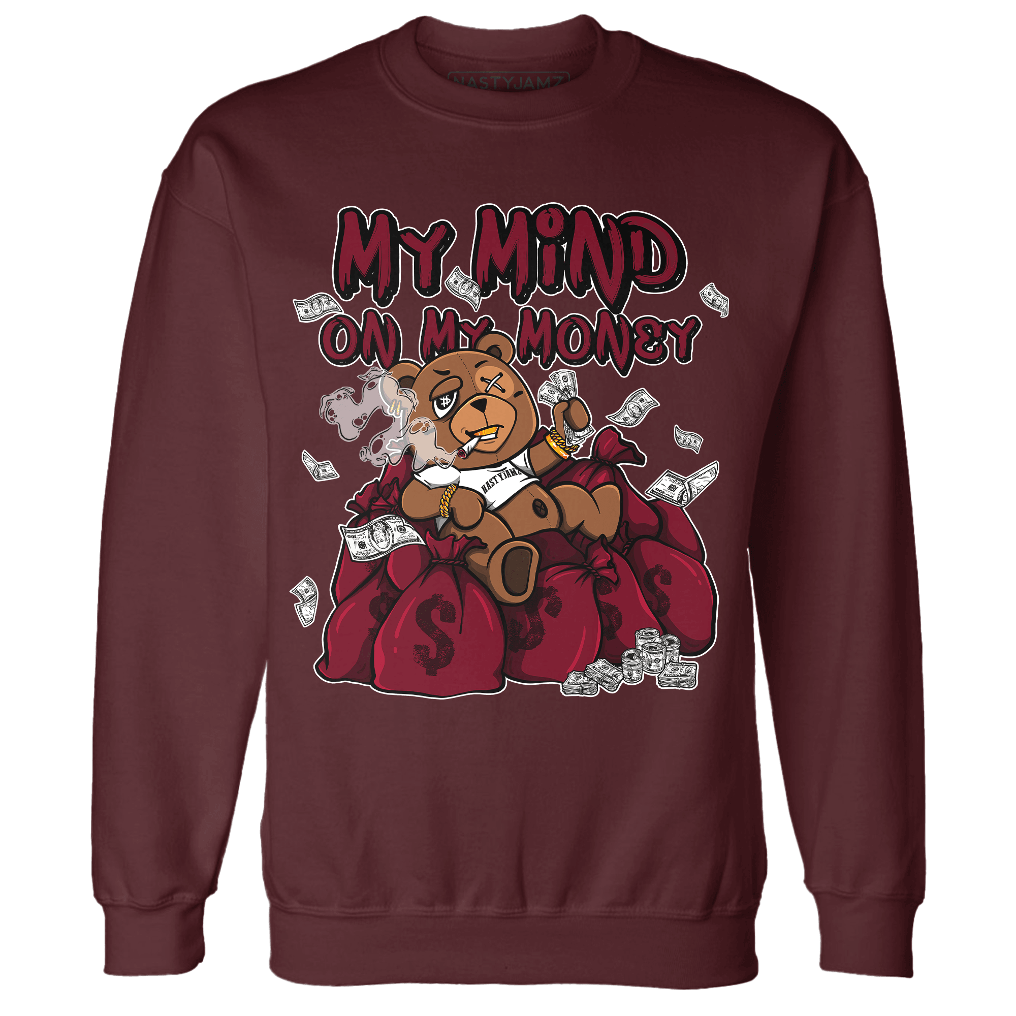 High White Team Red 1s Sweatshirt Match My Mind On My Money BER - NastyJamz