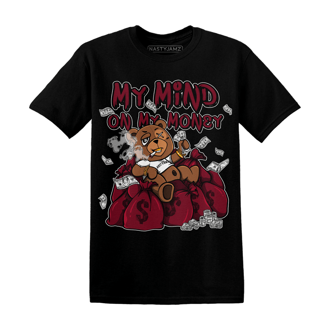 High White Team Red 1s T Shirt Match My Mind On My Money BER - NastyJamz