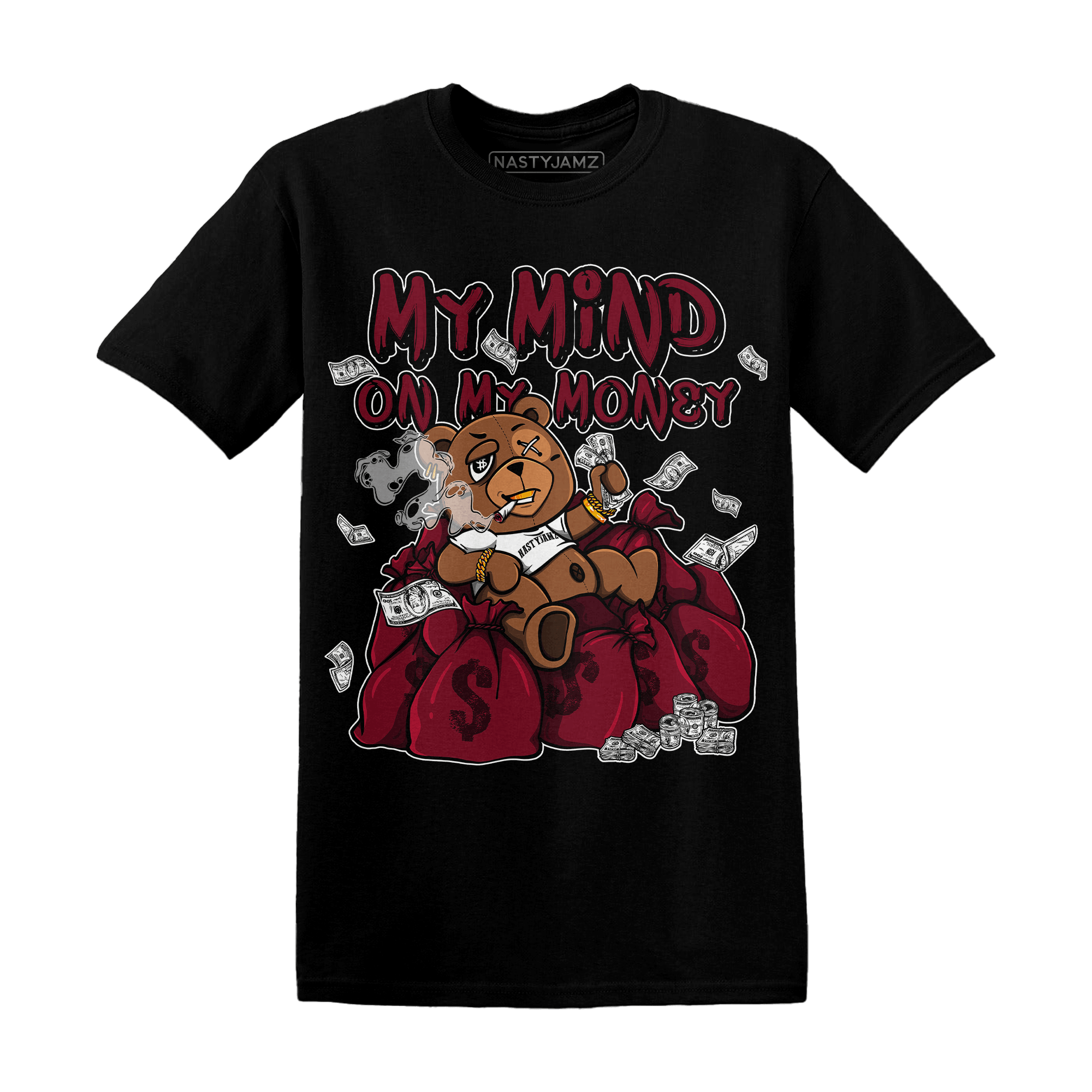 High White Team Red 1s T Shirt Match My Mind On My Money BER - NastyJamz