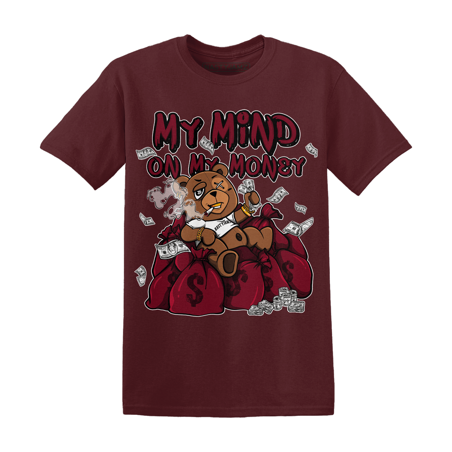 High White Team Red 1s T Shirt Match My Mind On My Money BER - NastyJamz