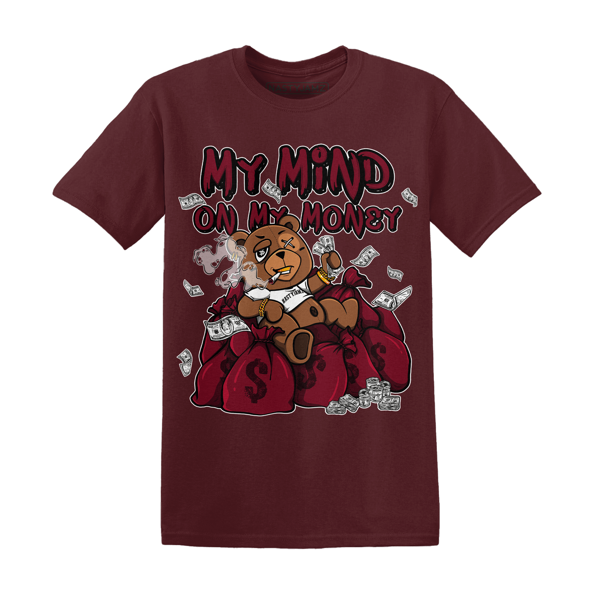High White Team Red 1s T Shirt Match My Mind On My Money BER - NastyJamz