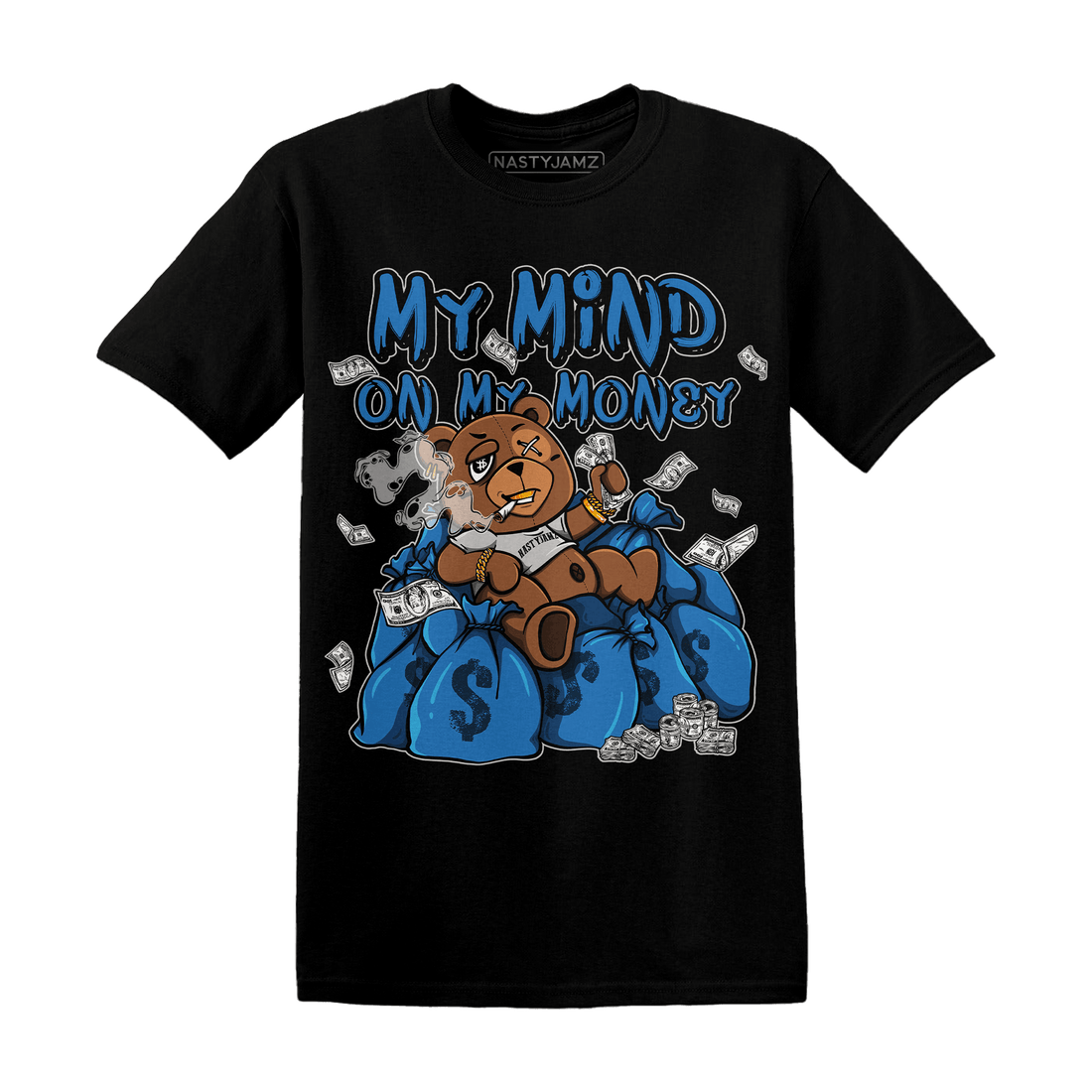 Industrial Blue 4s T Shirt Match My Mind On My Money BER - NastyJamz