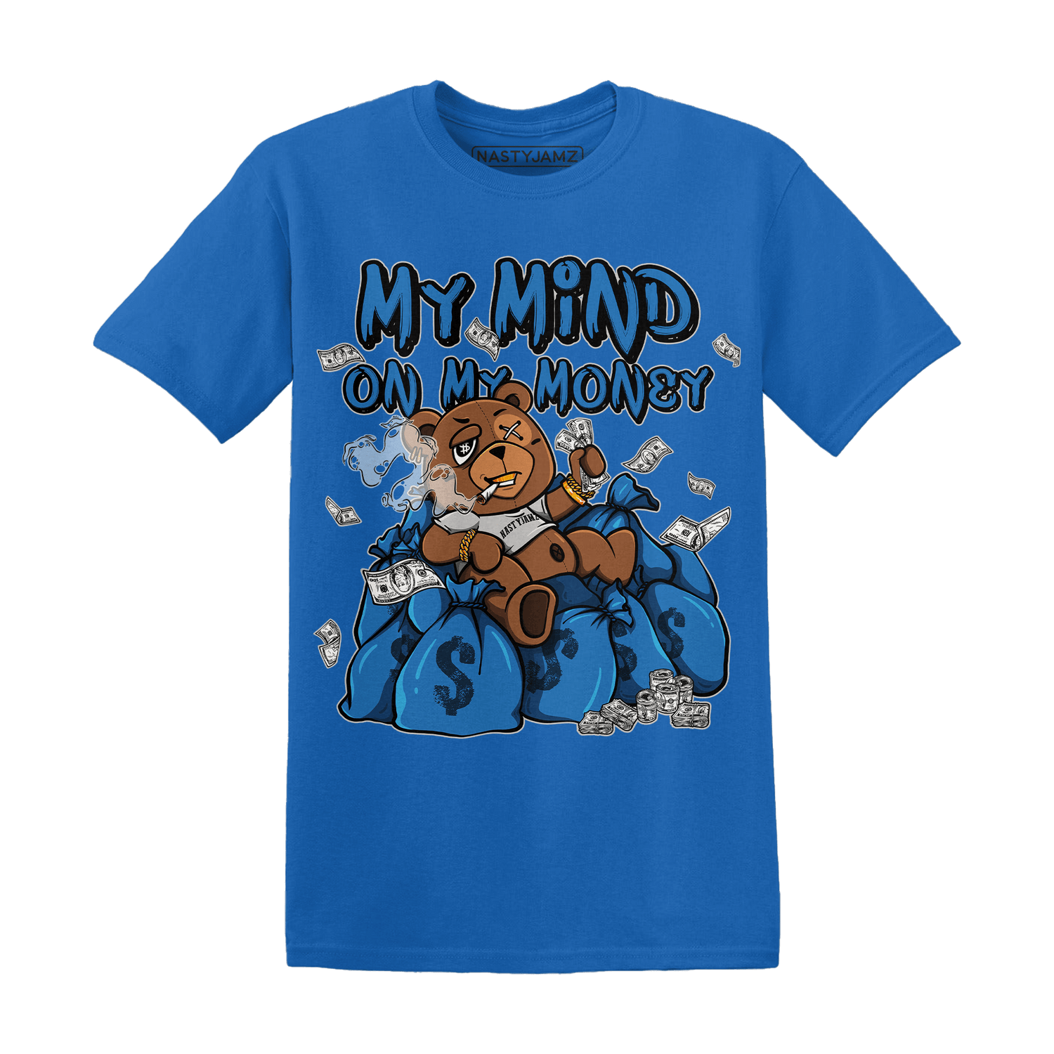 Industrial Blue 4s T Shirt Match My Mind On My Money BER - NastyJamz