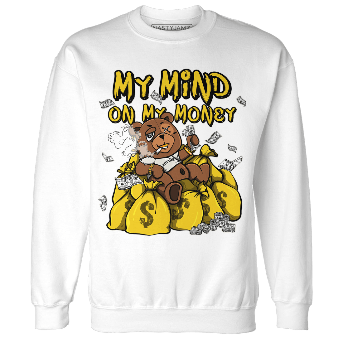 Vivid Sulfur 4s Sweatshirt Match My Mind On My Money BER - NastyJamz