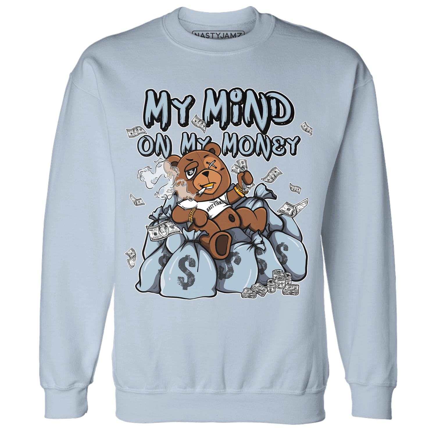 Blue Grey 13s Sweatshirt Match My Mind On My Money BER - NastyJamz