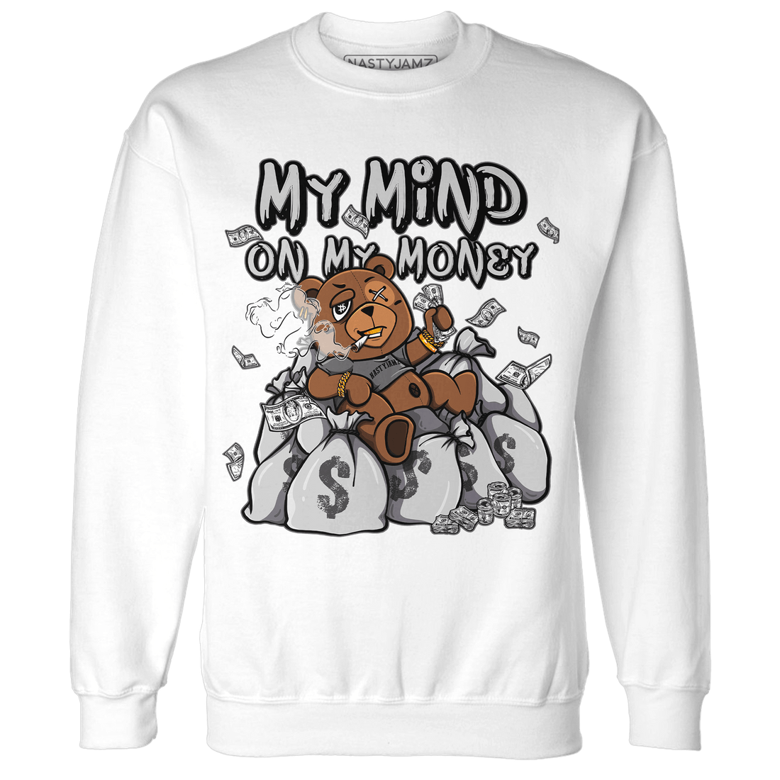 Retro High OG Black White 1s Sweatshirt Match My Mind On My Money BER - NastyJamz