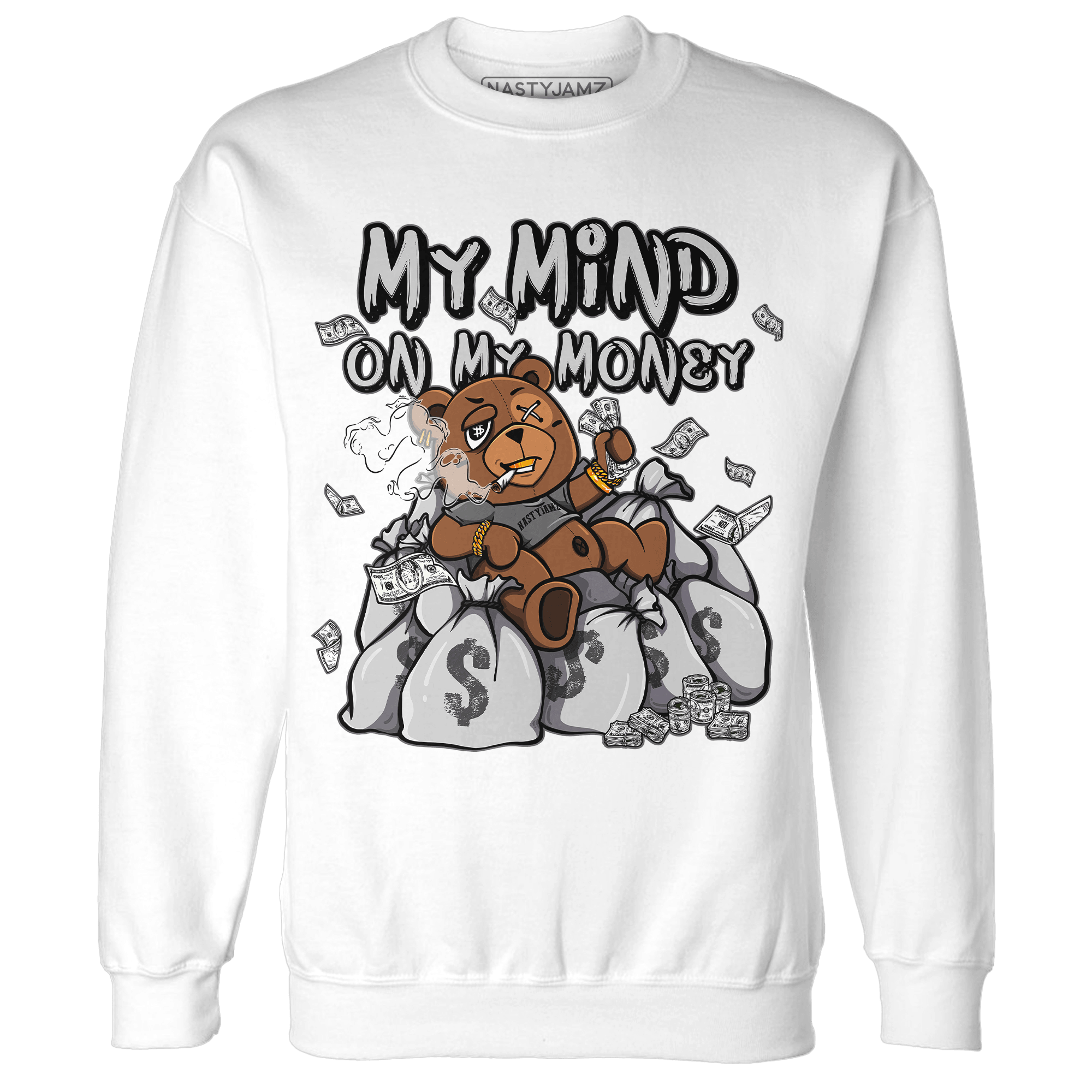 Retro High OG Black White 1s Sweatshirt Match My Mind On My Money BER - NastyJamz