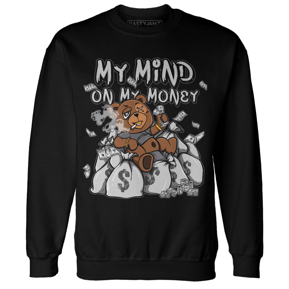Retro High OG Black White 1s Sweatshirt Match My Mind On My Money BER - NastyJamz