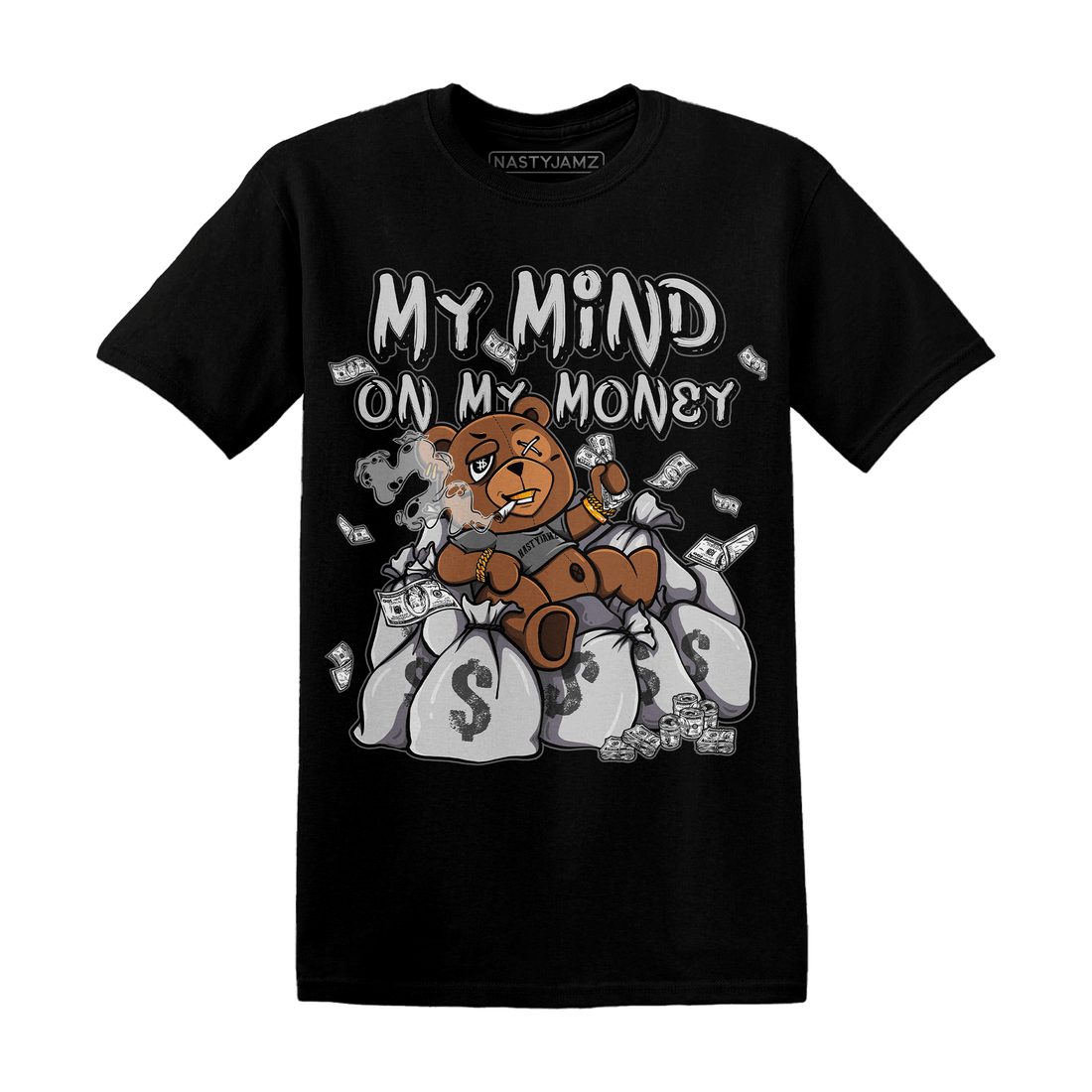 Retro High OG Black White 1s T Shirt Match My Mind On My Money BER - NastyJamz