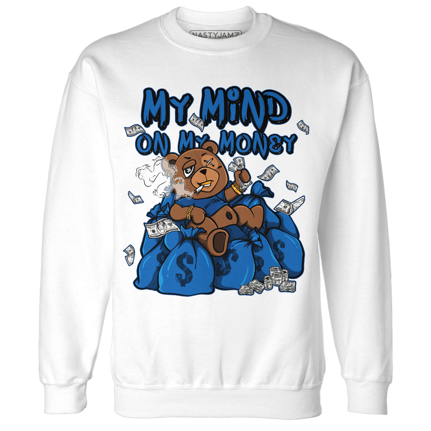 Royal Reimagined 1s Sweatshirt Match My Mind On My Money BER - NastyJamz