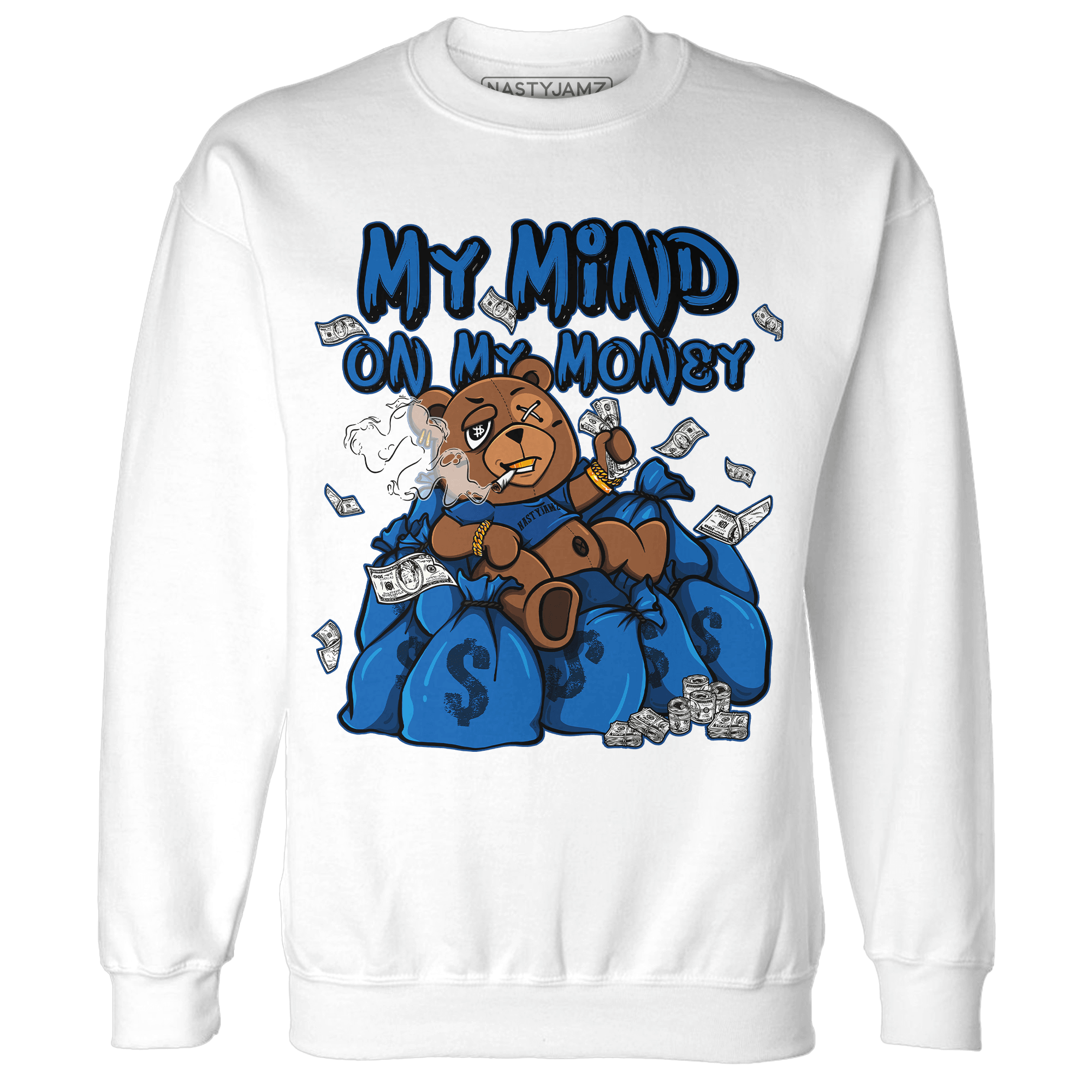 Royal Reimagined 1s Sweatshirt Match My Mind On My Money BER - NastyJamz