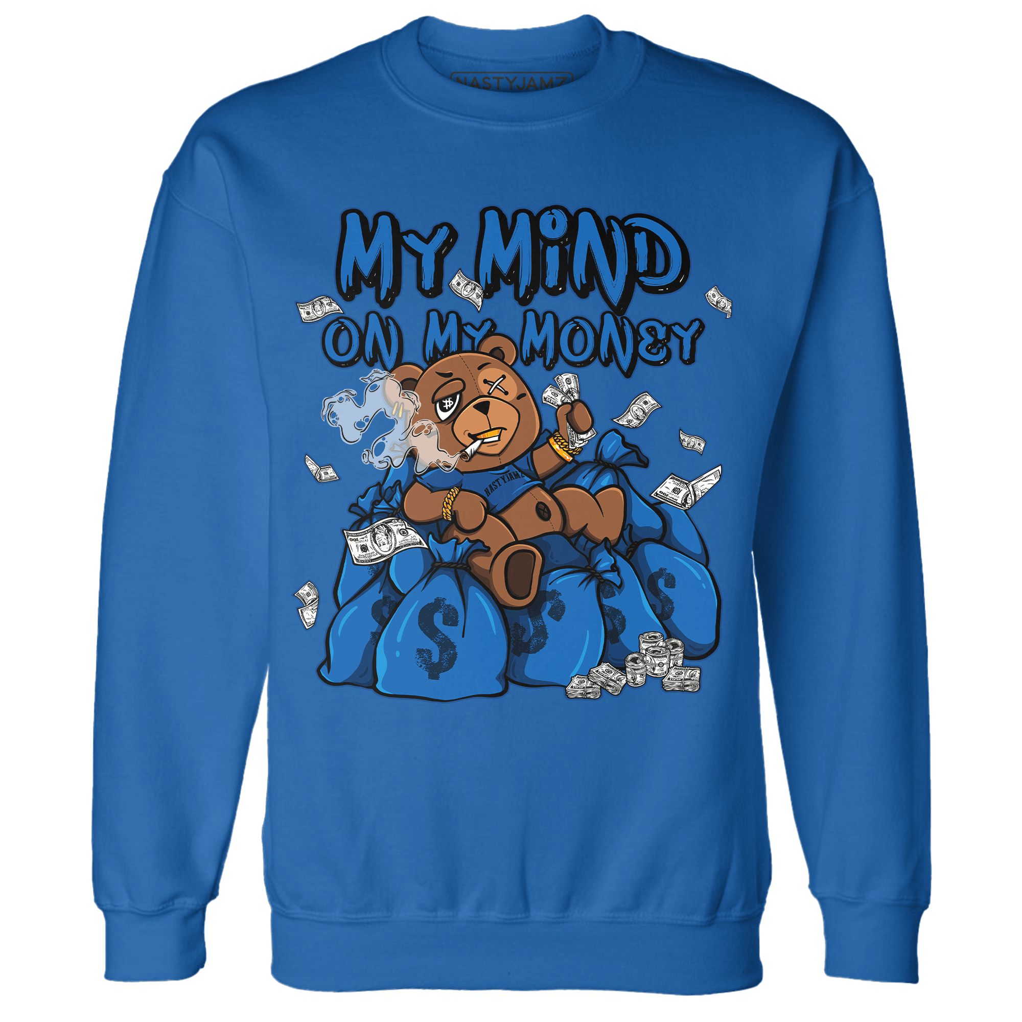Royal Reimagined 1s Sweatshirt Match My Mind On My Money BER - NastyJamz