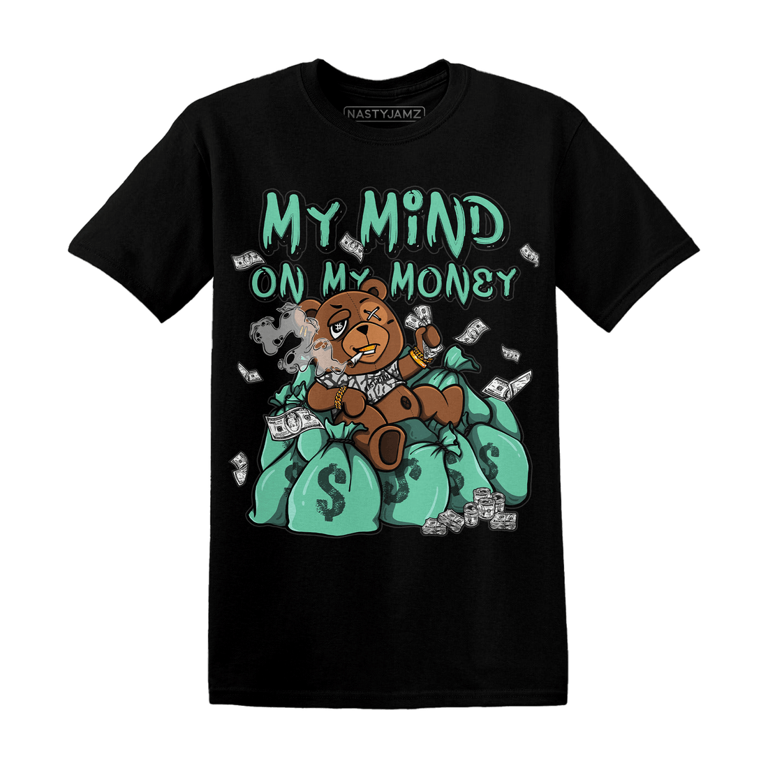 Green Glow 3s T Shirt Match My Mind On My Money BER - NastyJamz