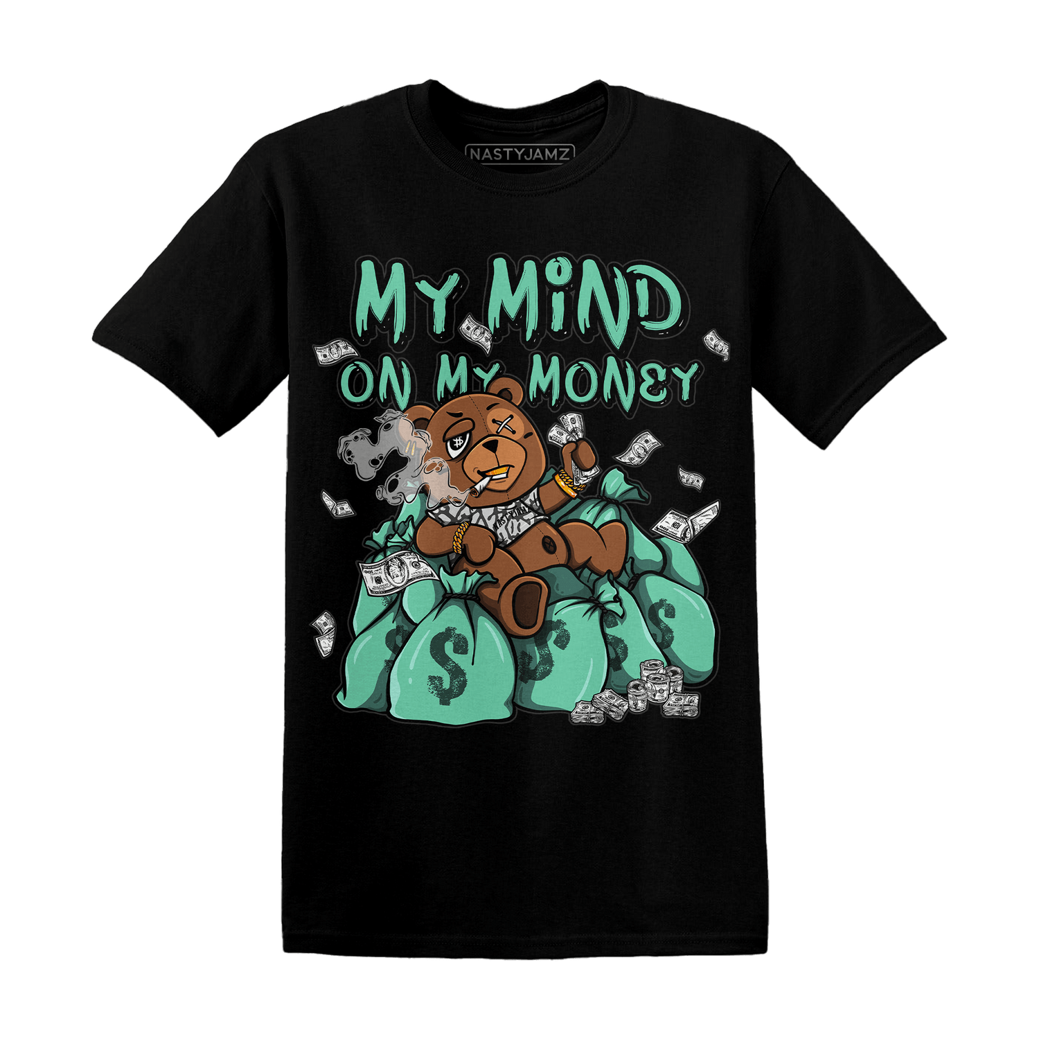 Green Glow 3s T Shirt Match My Mind On My Money BER - NastyJamz