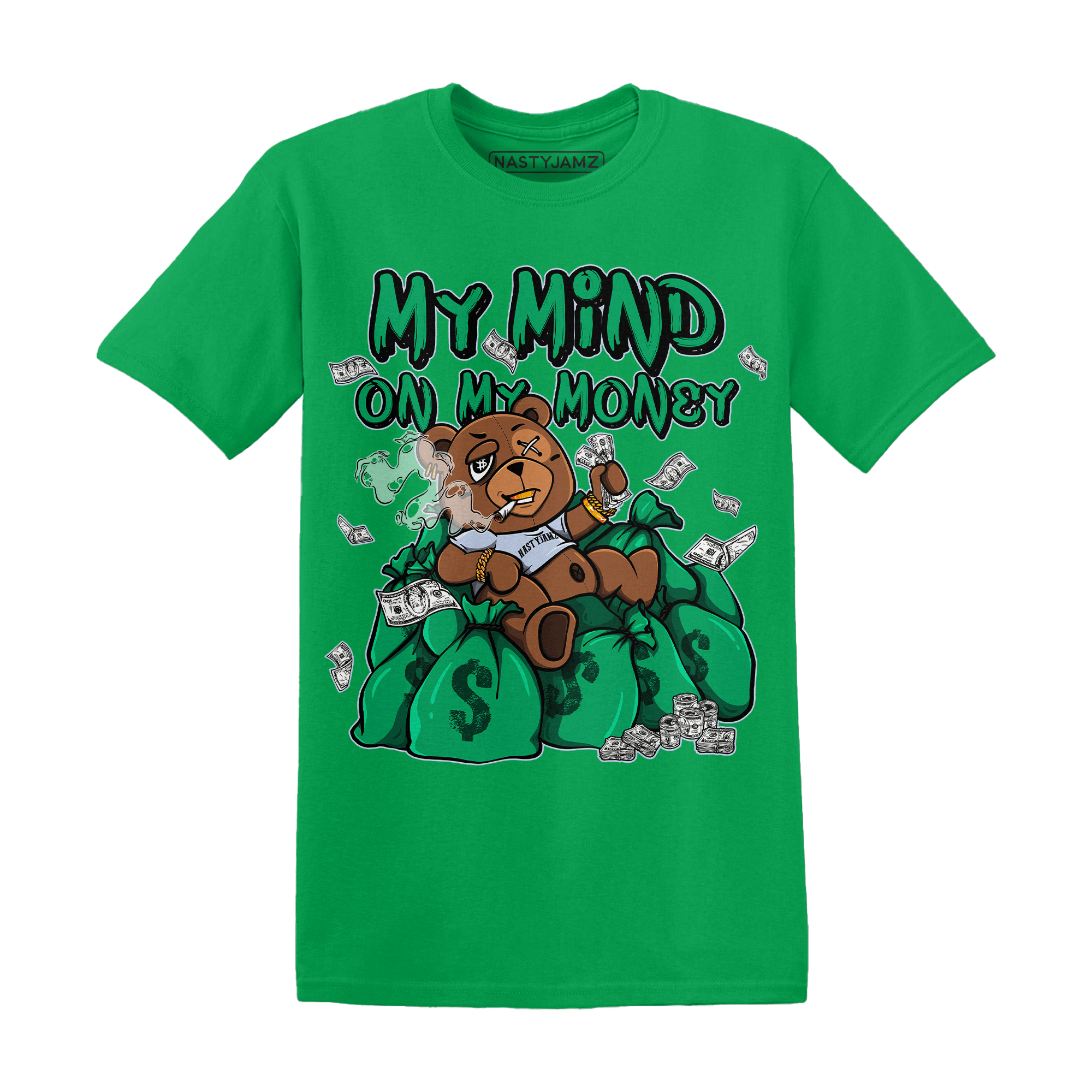 Lucky Green 5s T Shirt Match My Mind On My Money BER - NastyJamz