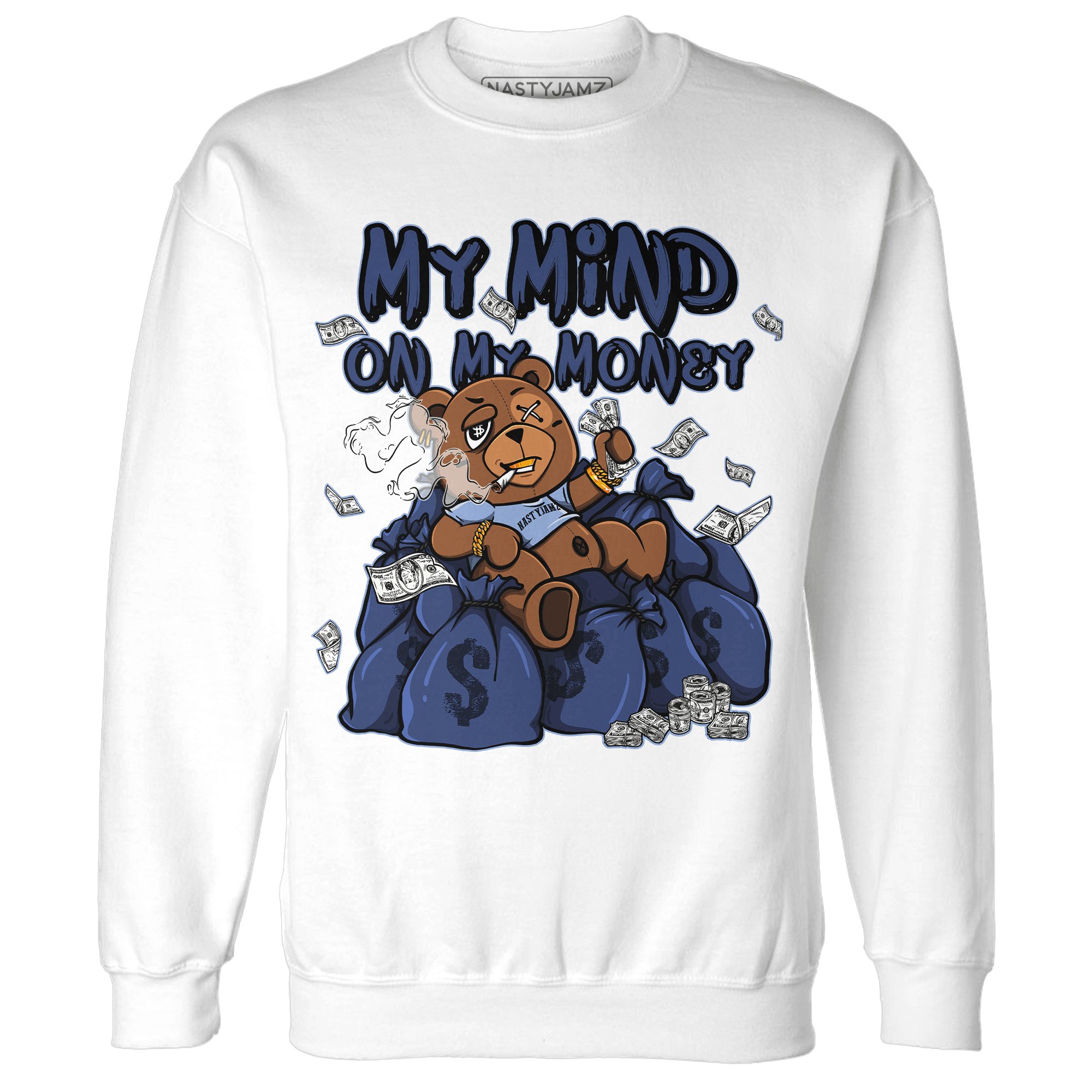 Midnight Navy 5s Sweatshirt Match My Mind On My Money BER - NastyJamz