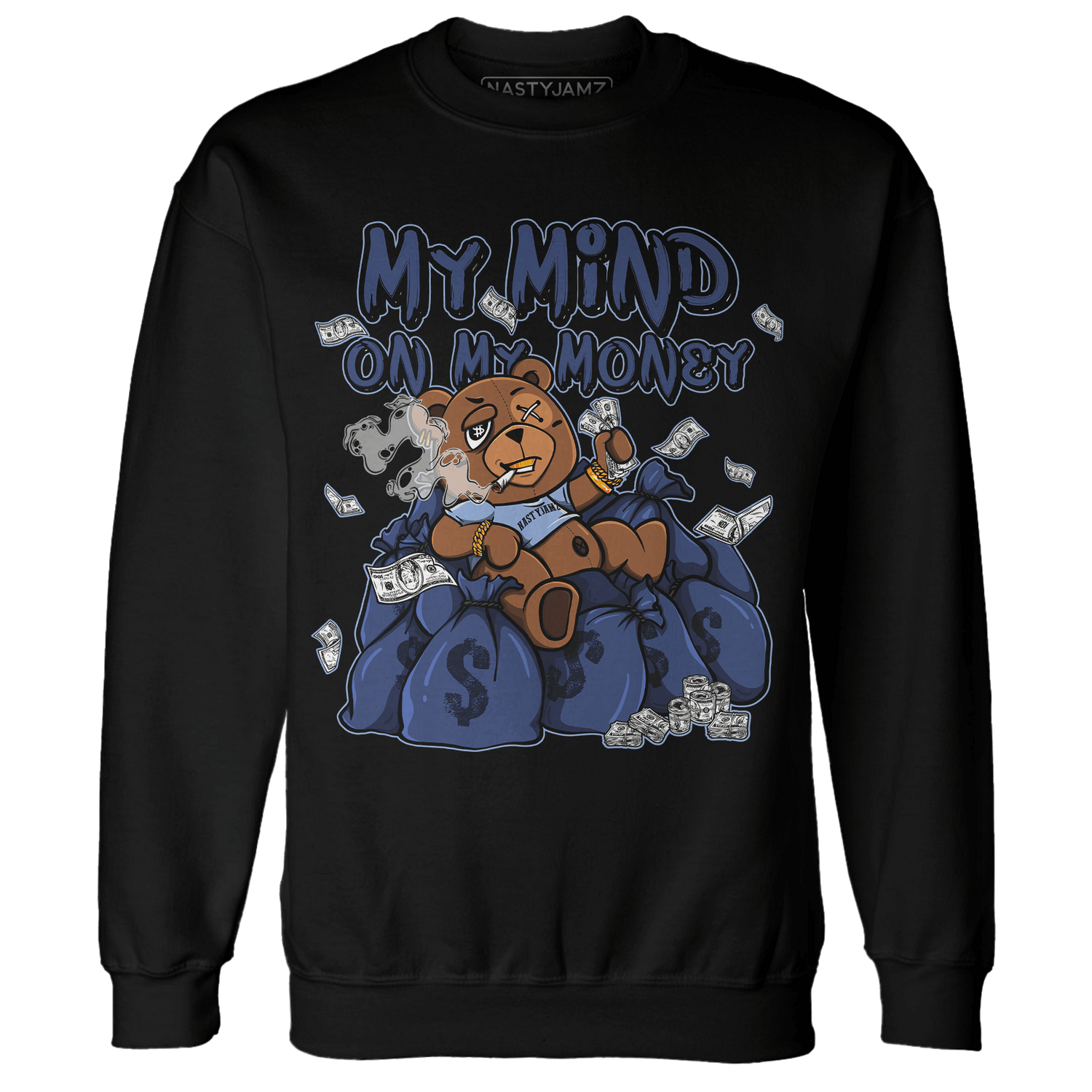 Midnight Navy 5s Sweatshirt Match My Mind On My Money BER - NastyJamz