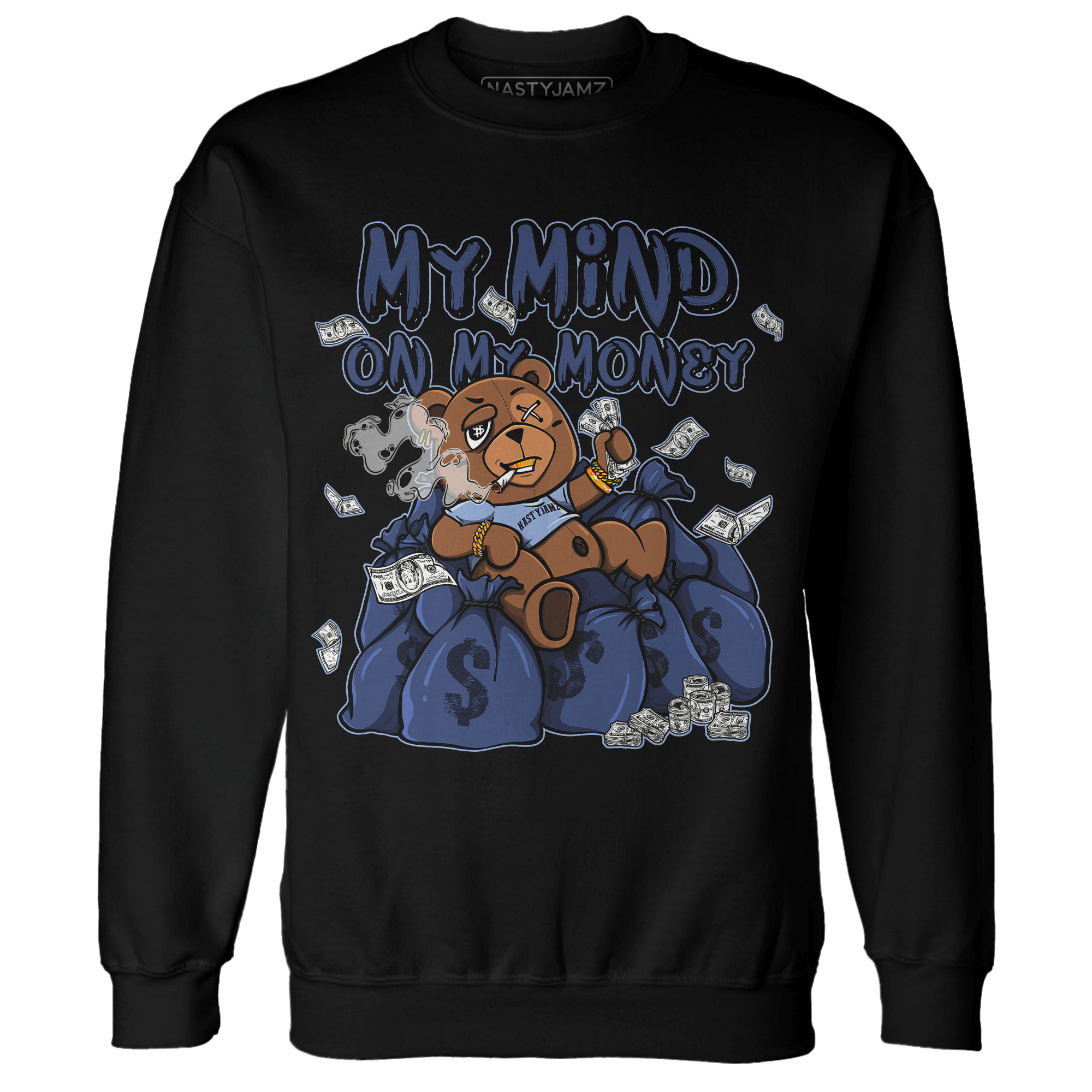 Midnight Navy 5s Sweatshirt Match My Mind On My Money BER - NastyJamz