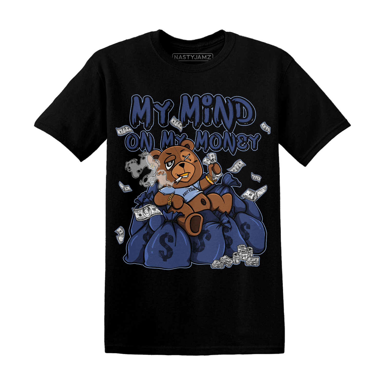 Midnight Navy 5s T Shirt Match My Mind On My Money BER - NastyJamz