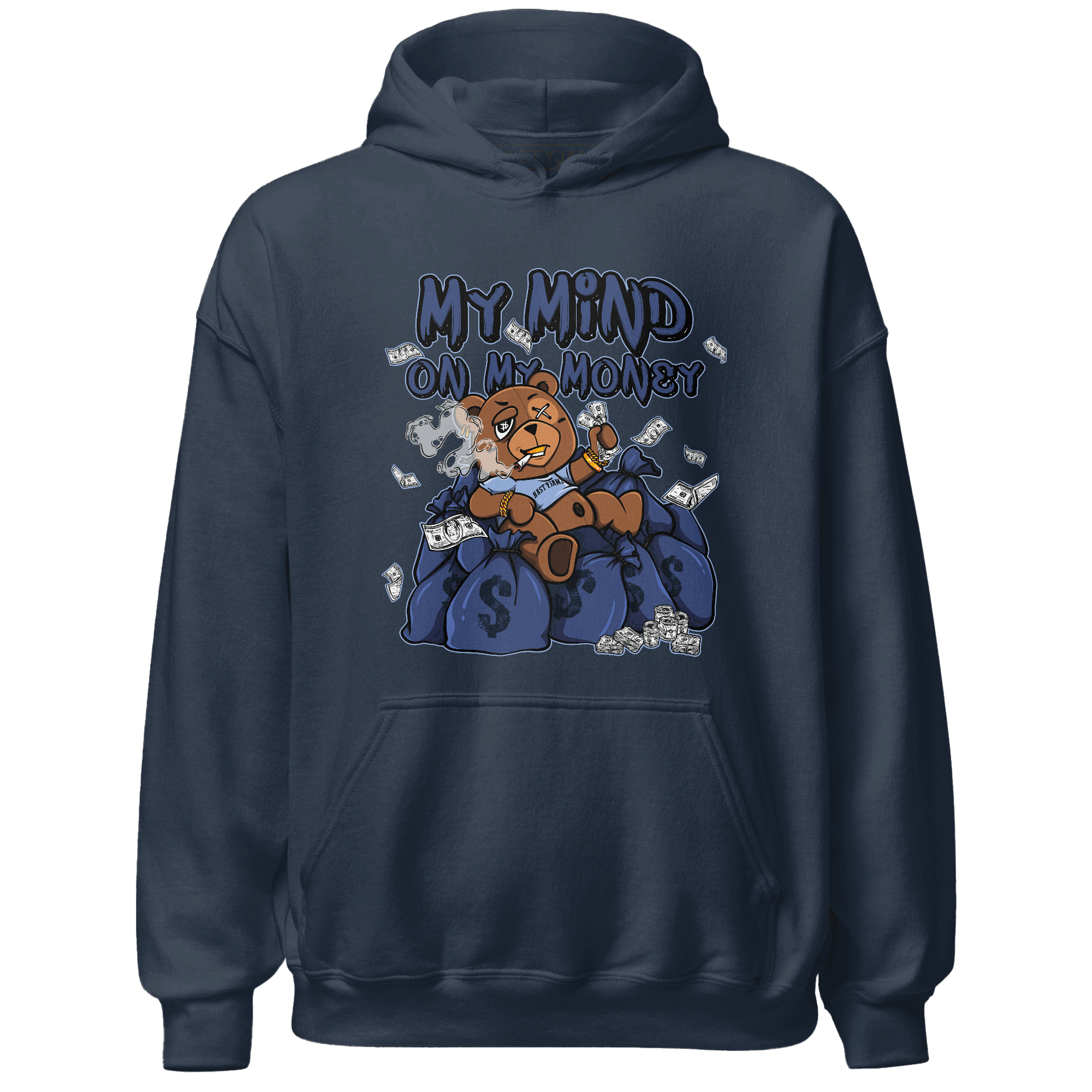 Midnight Navy 5s Hoodie Match My Mind On My Money BER - NastyJamz