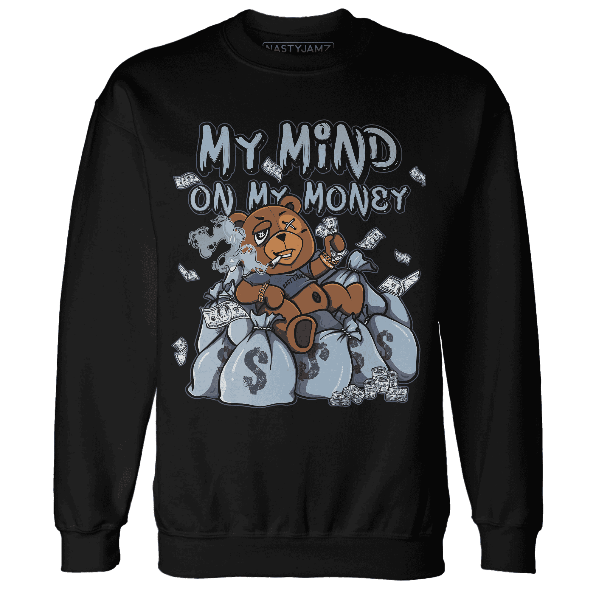 Mid Diffused Blue Grey 1s Sweatshirt Match My Money On My Mind BER - NastyJamz