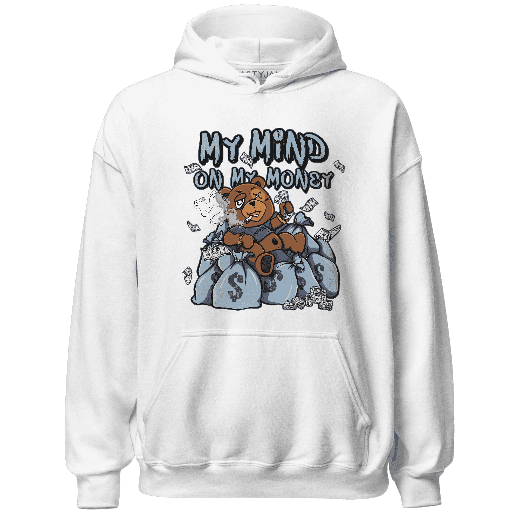 Mid Diffused Blue Grey 1s Hoodie Match My Money On My Mind BER - NastyJamz