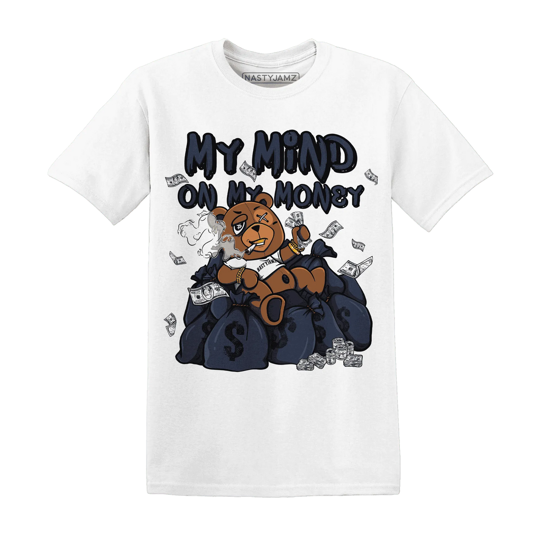 White-Navy-6s-T-Shirt-Match-My-Money-On-My-Mind-BER
