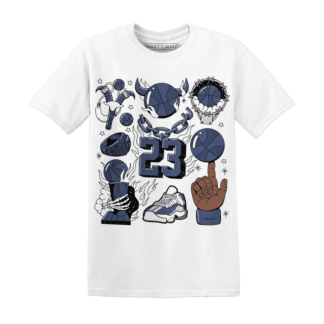 Low-Diffused-Blue-11s-T-Shirt-Match-Neclaces-Number-23